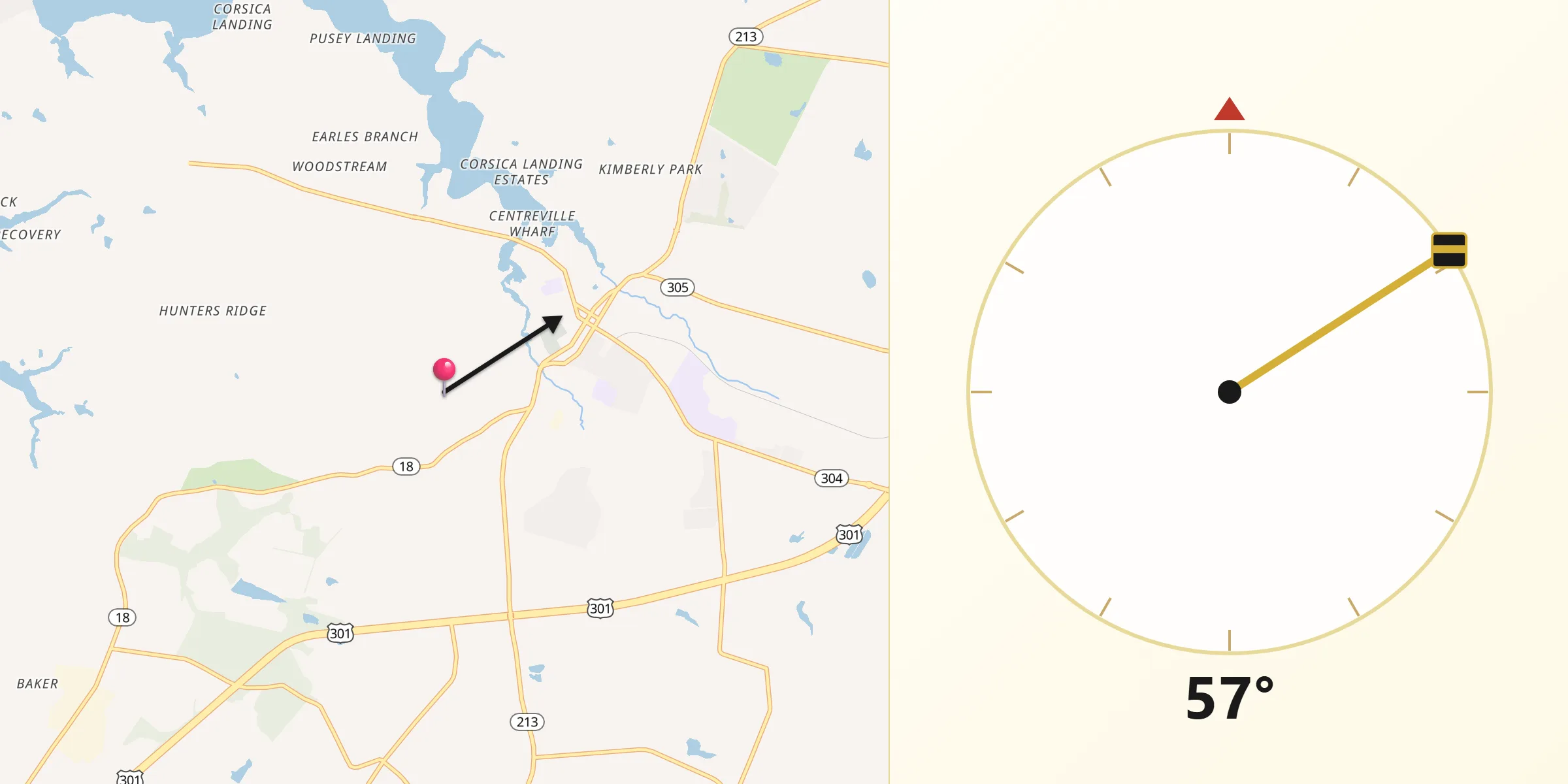 Qibla Direction from Queen Anne's