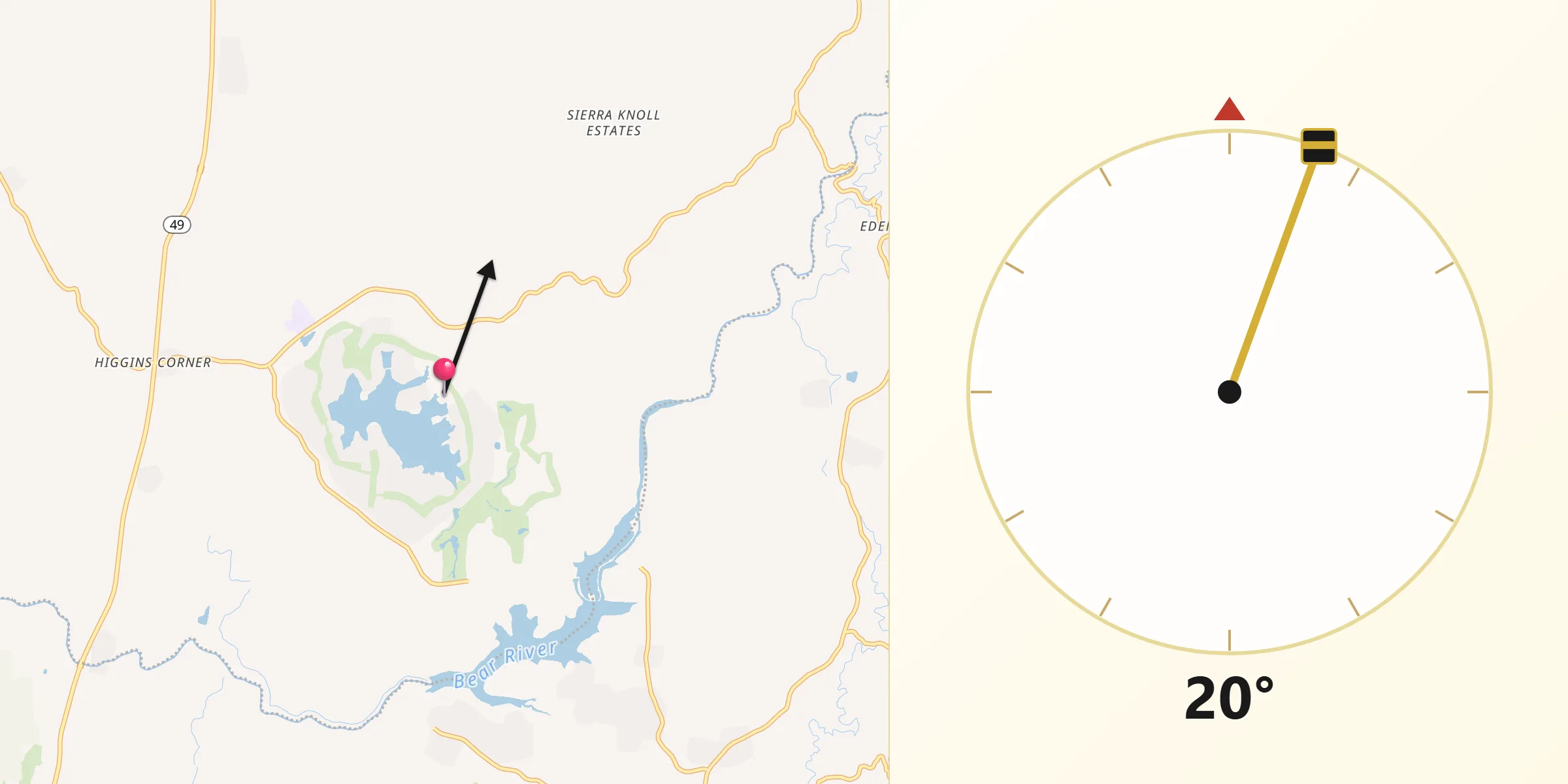 Qibla Direction from Lake of the Pines