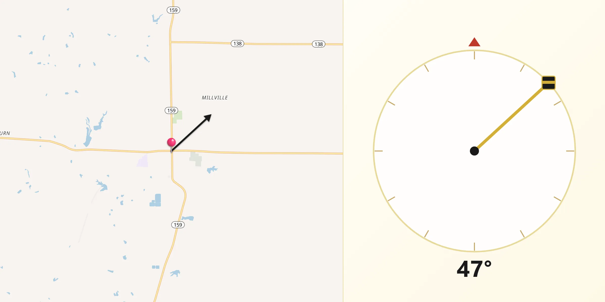 Qibla Direction from Bunker Hill