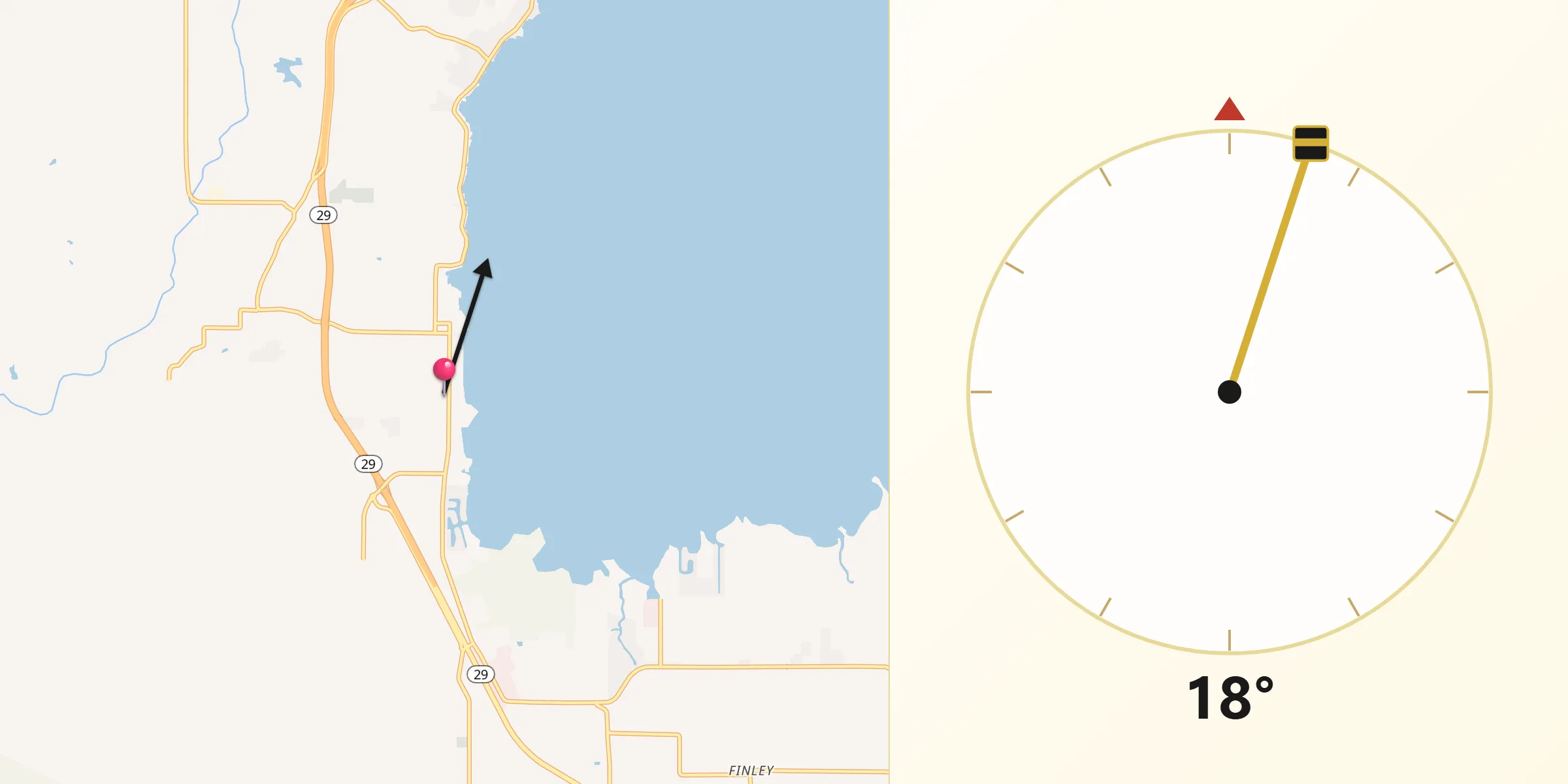 Qibla Direction from Lakeport
