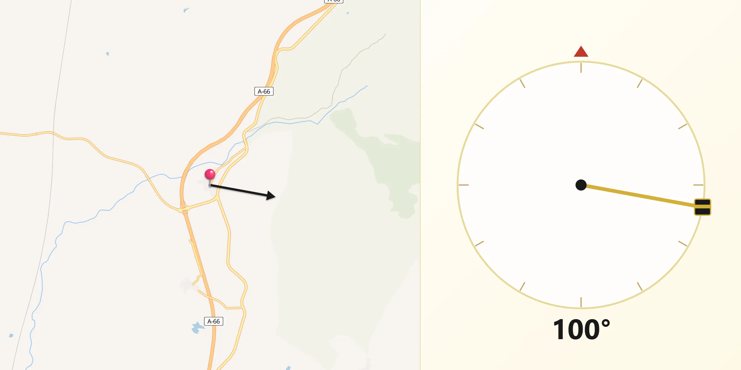 Dirección de la Qibla desde Aljucén