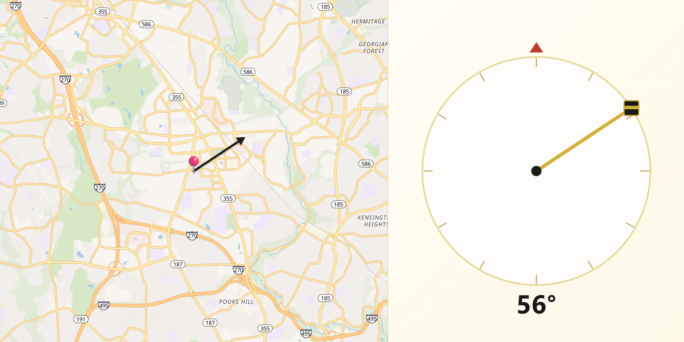 Qibla Direction from North Bethesda