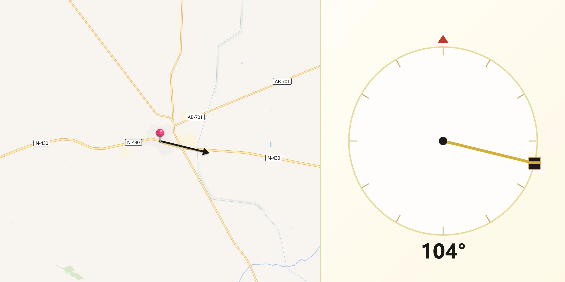 Dirección de la Qibla desde Barrax
