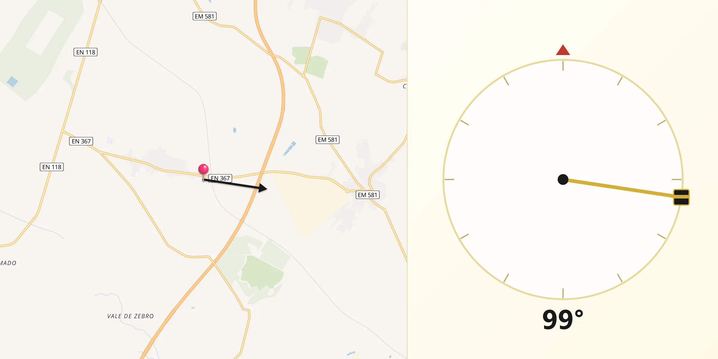 Direção da Qibla a partir de Salvaterra de Magos