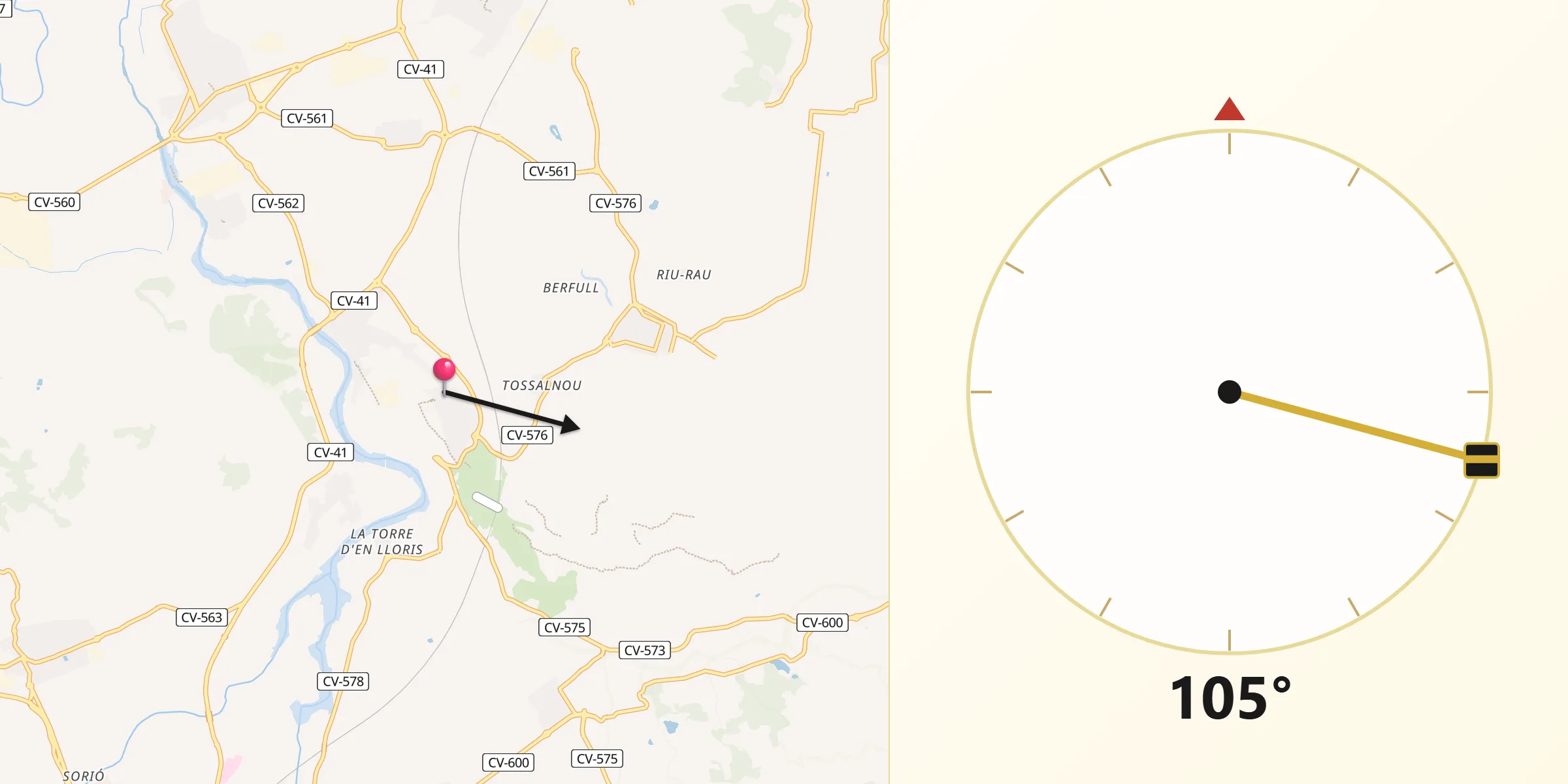 Dirección de la Qibla desde Ènova l