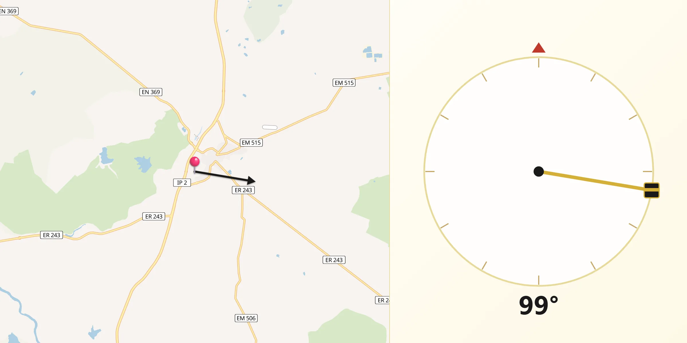 Direção da Qibla a partir de Monforte