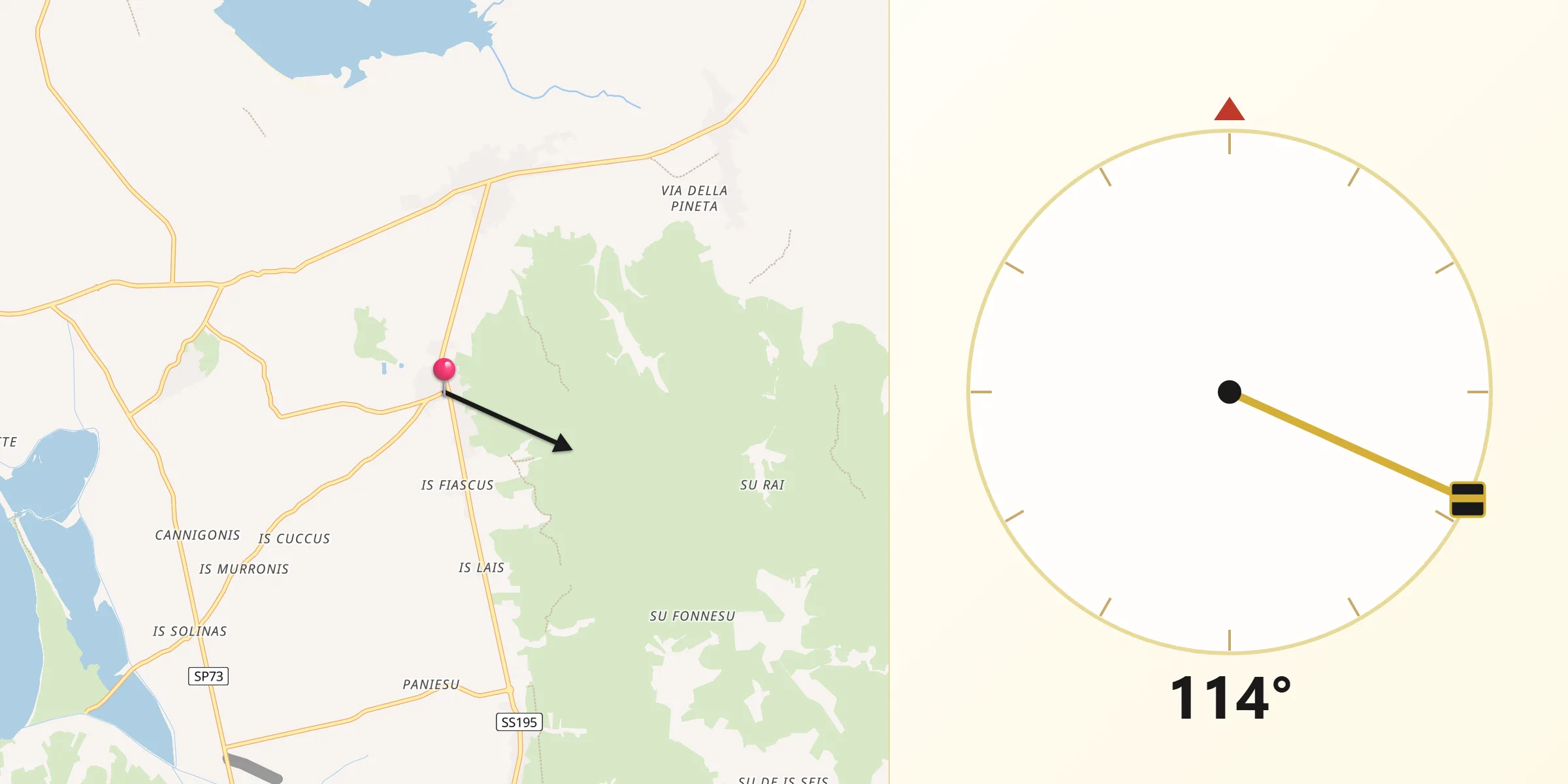 Direzione della Qibla da Masainas