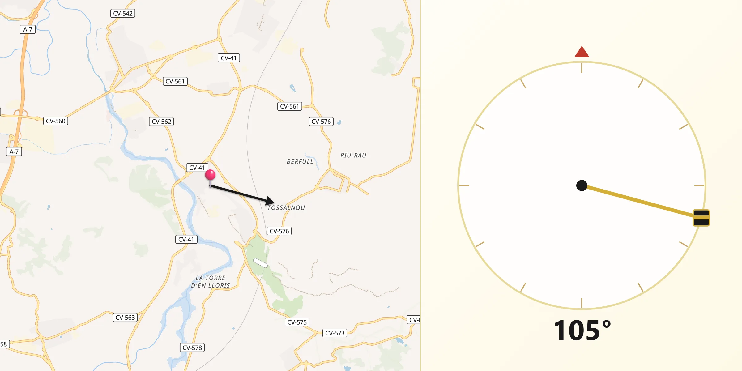 Dirección de la Qibla desde Manuel