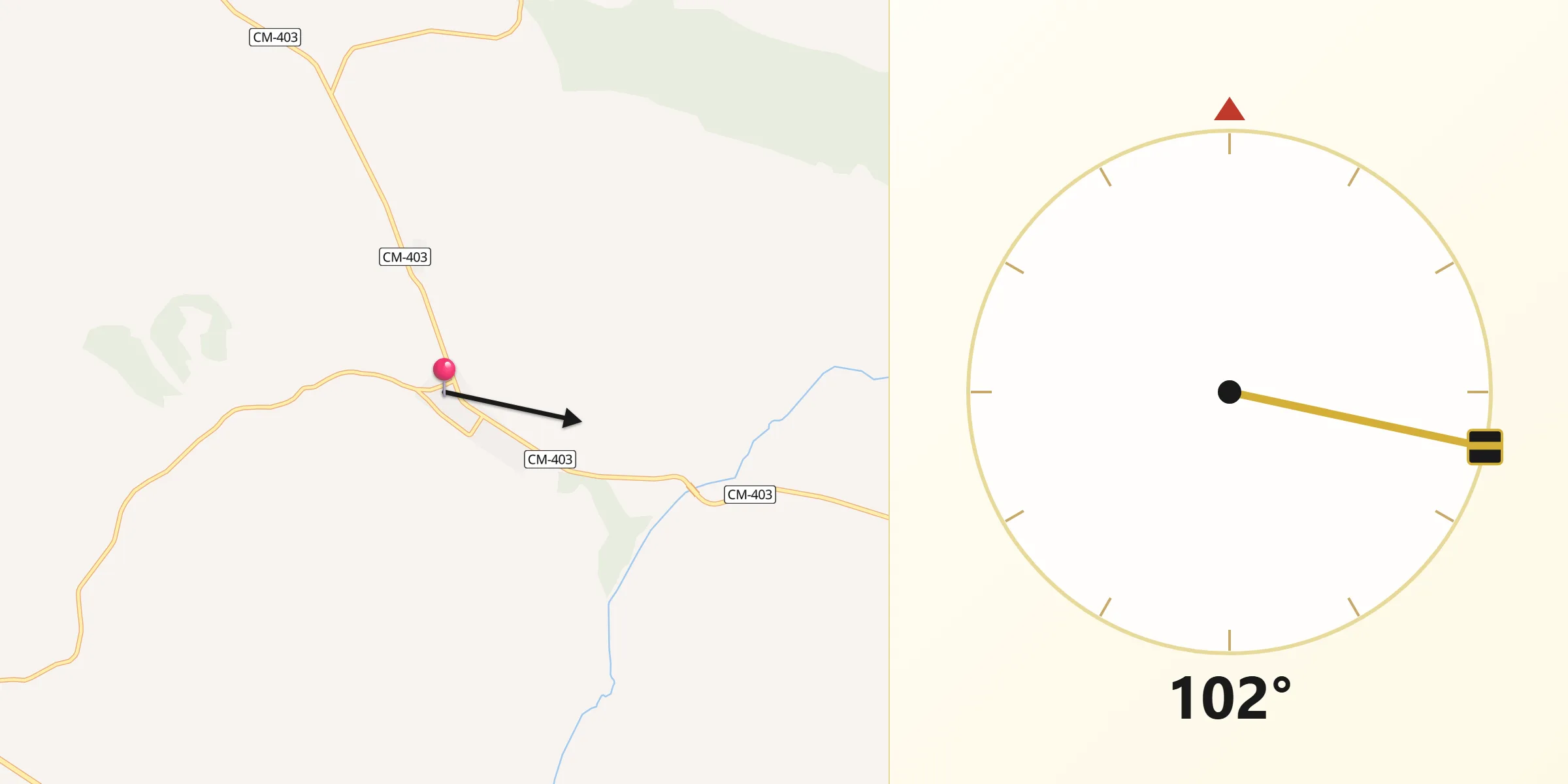 Dirección de la Qibla desde Picón