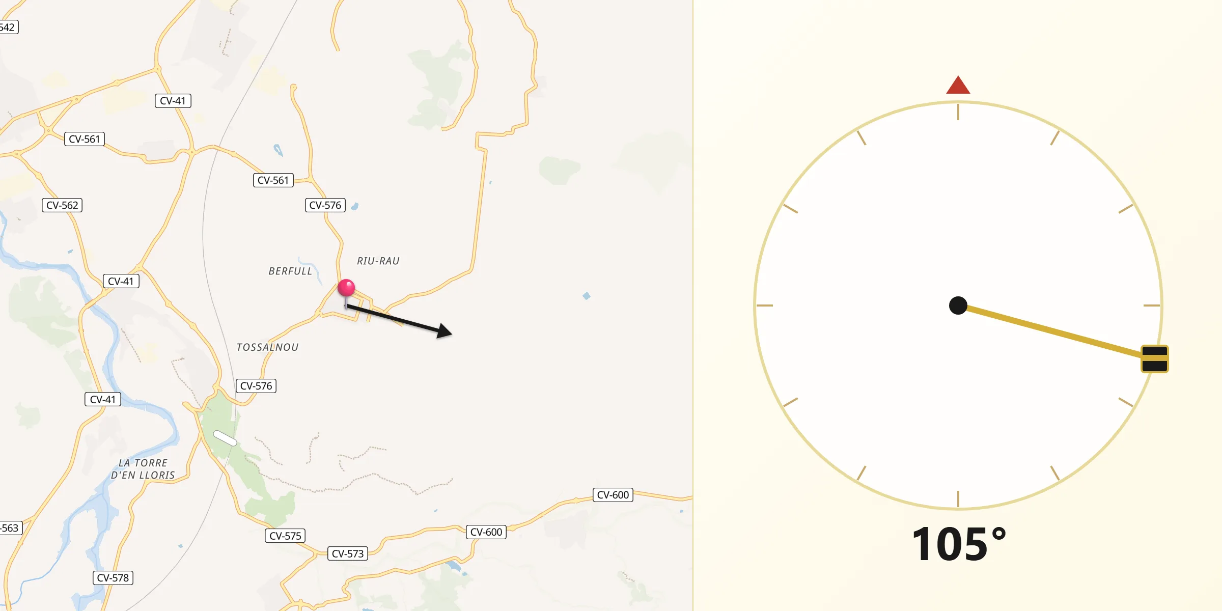 Dirección de la Qibla desde Rafelguaraf