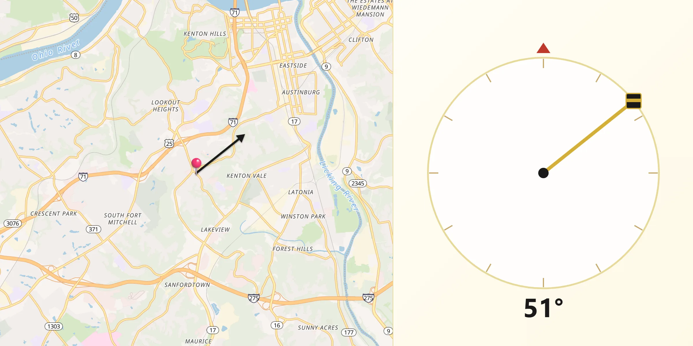 Qibla Direction from Fort Wright