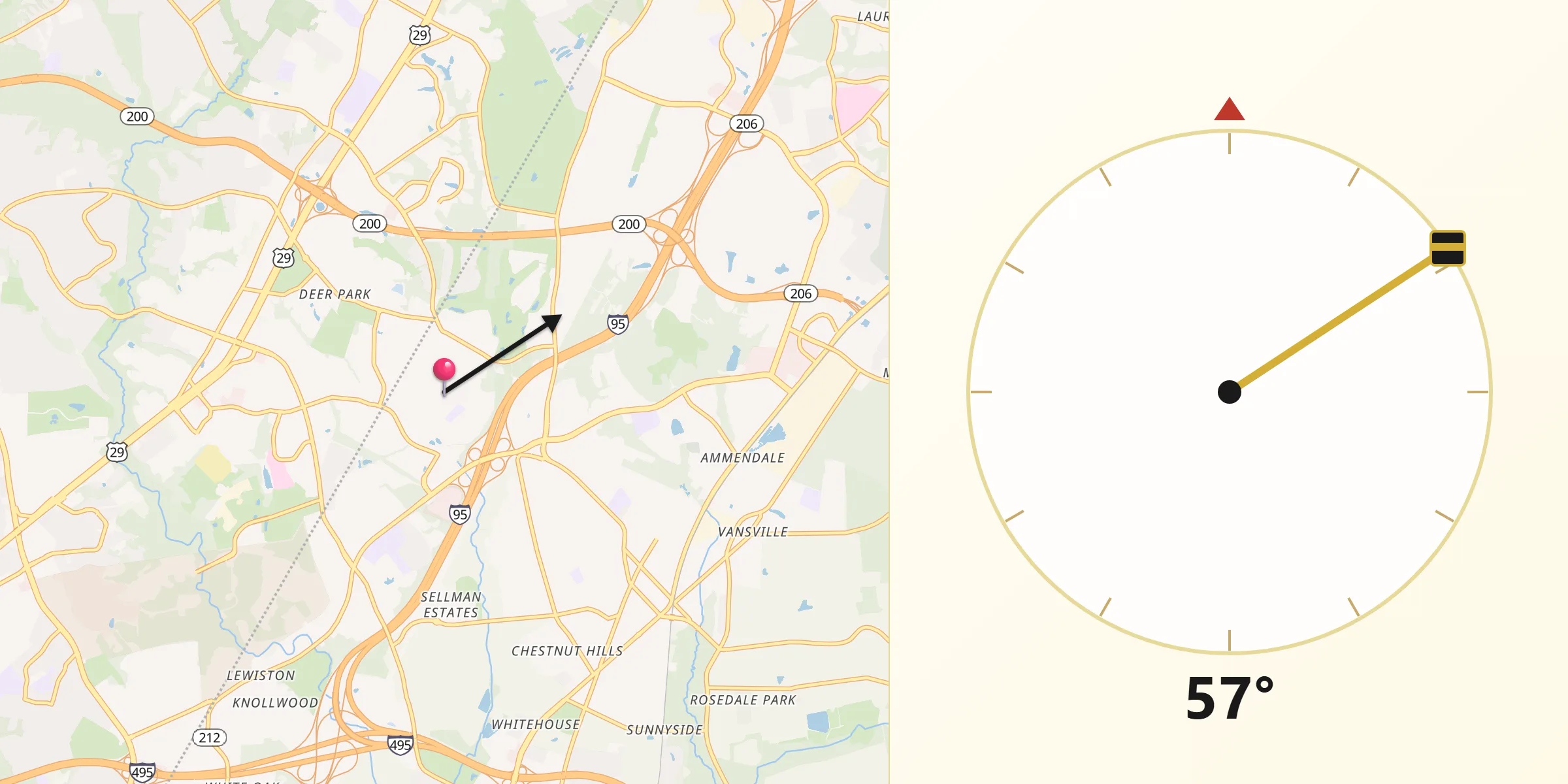 Qibla Direction from Calverton