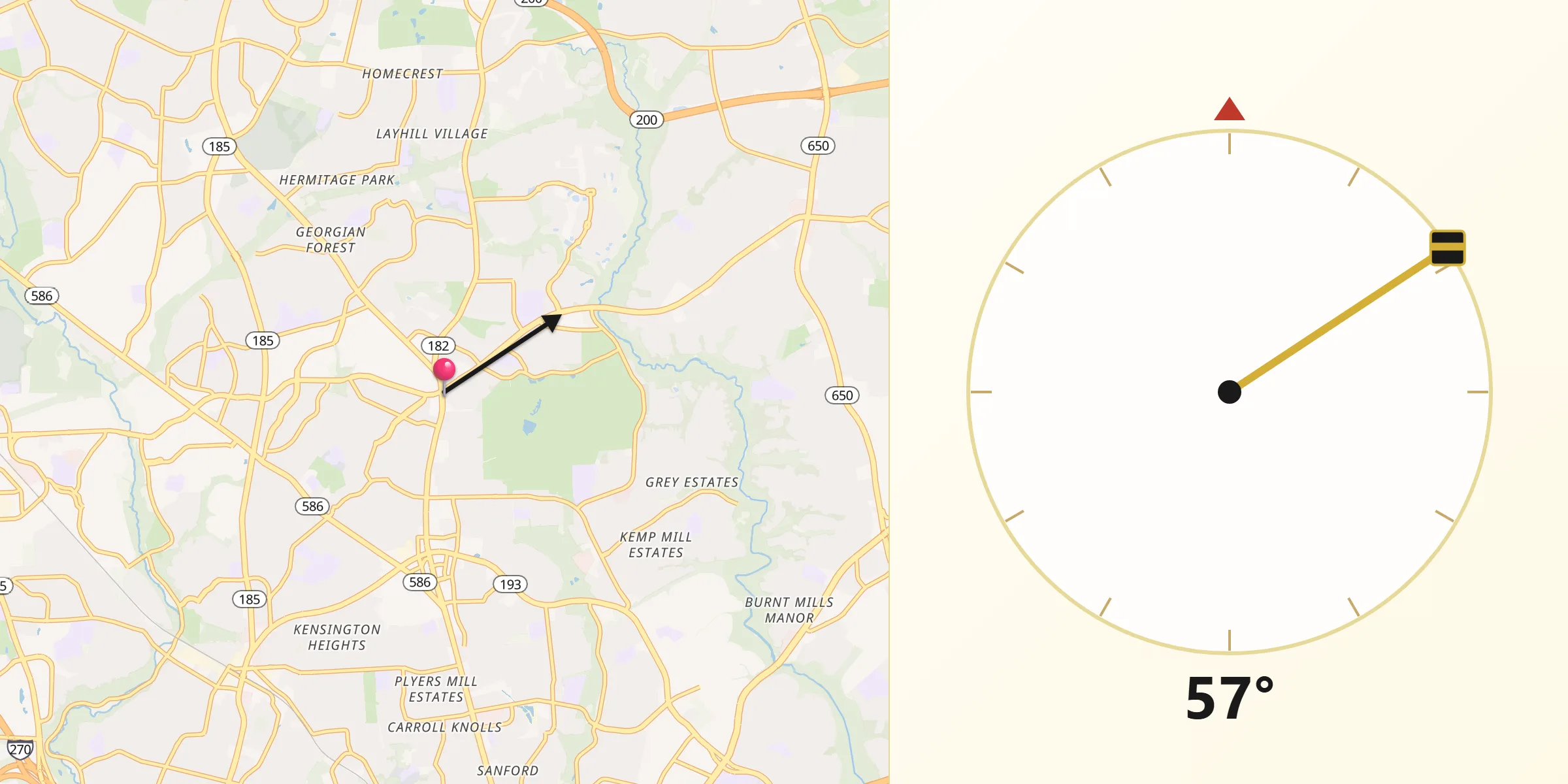 Qibla Direction from Glenmont