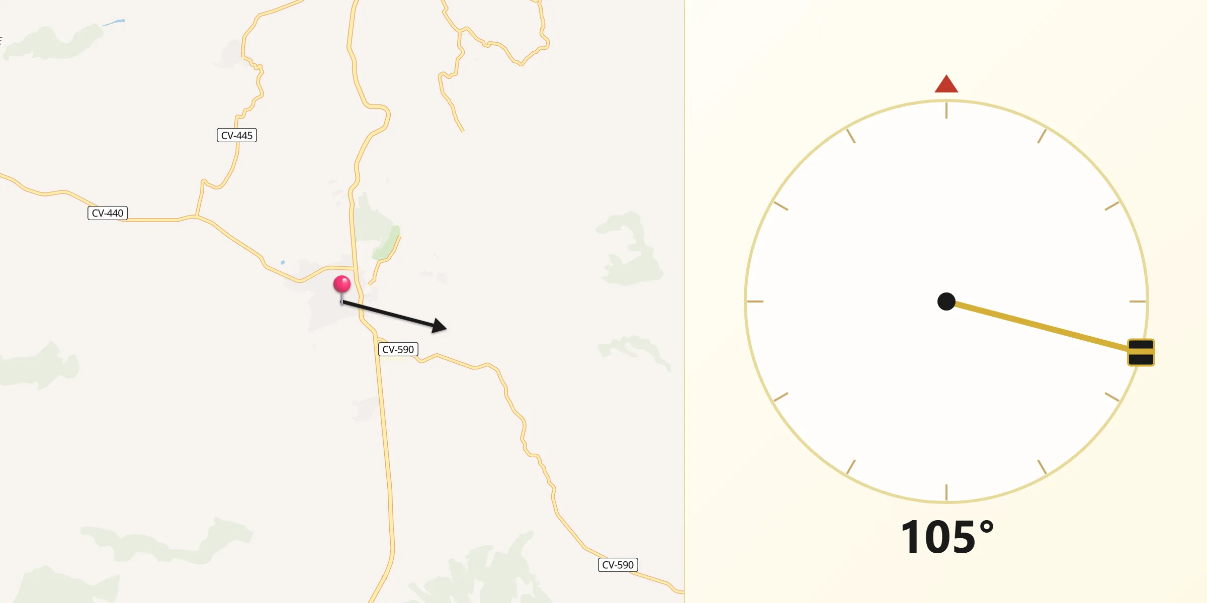 Dirección de la Qibla desde Ayora