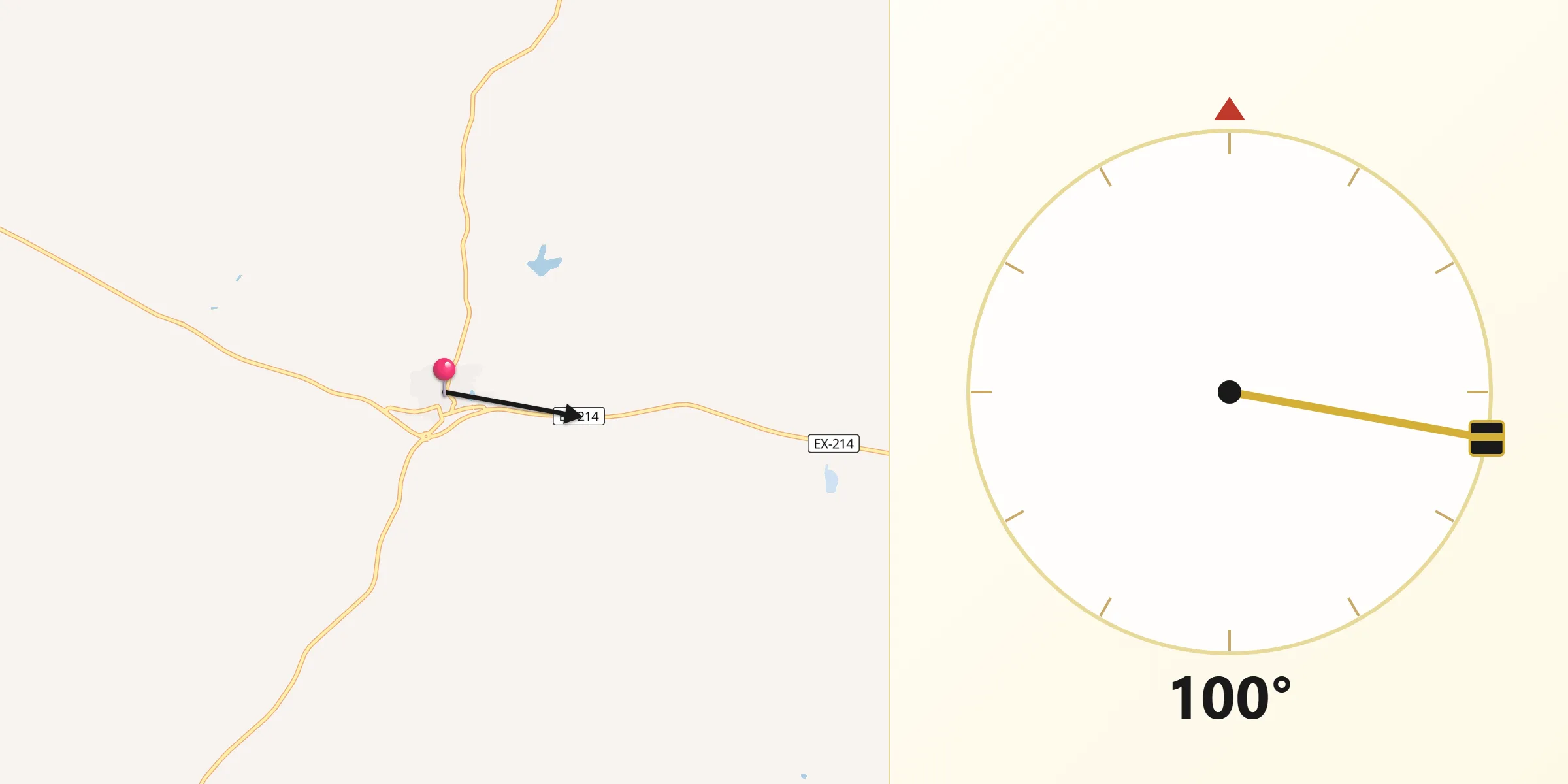 Dirección de la Qibla desde La Nava de Santiago