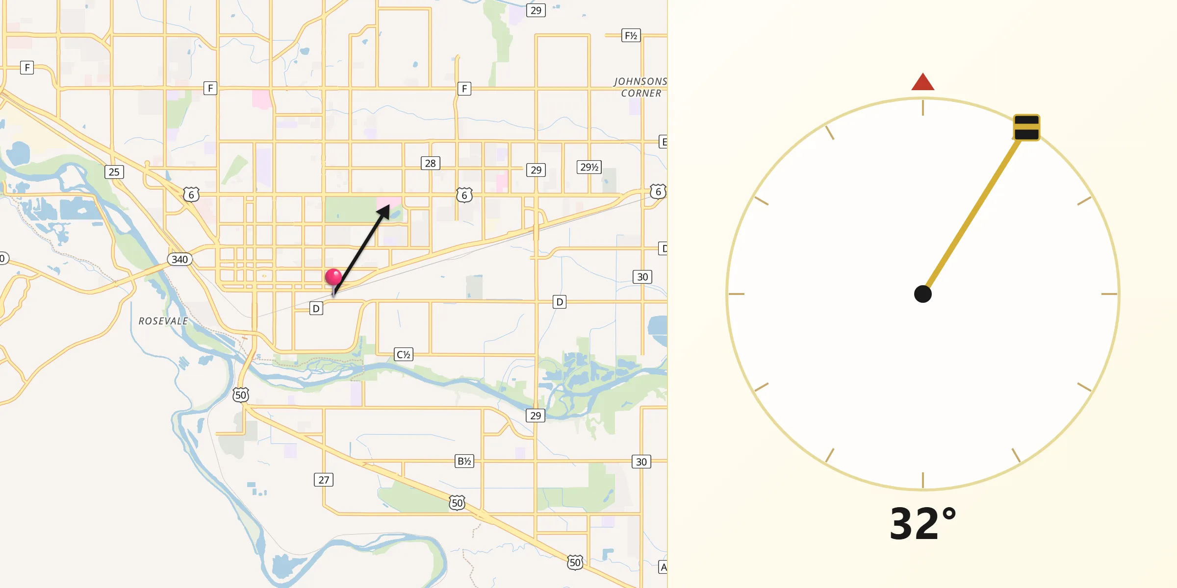 Qibla Direction from Grand Junction