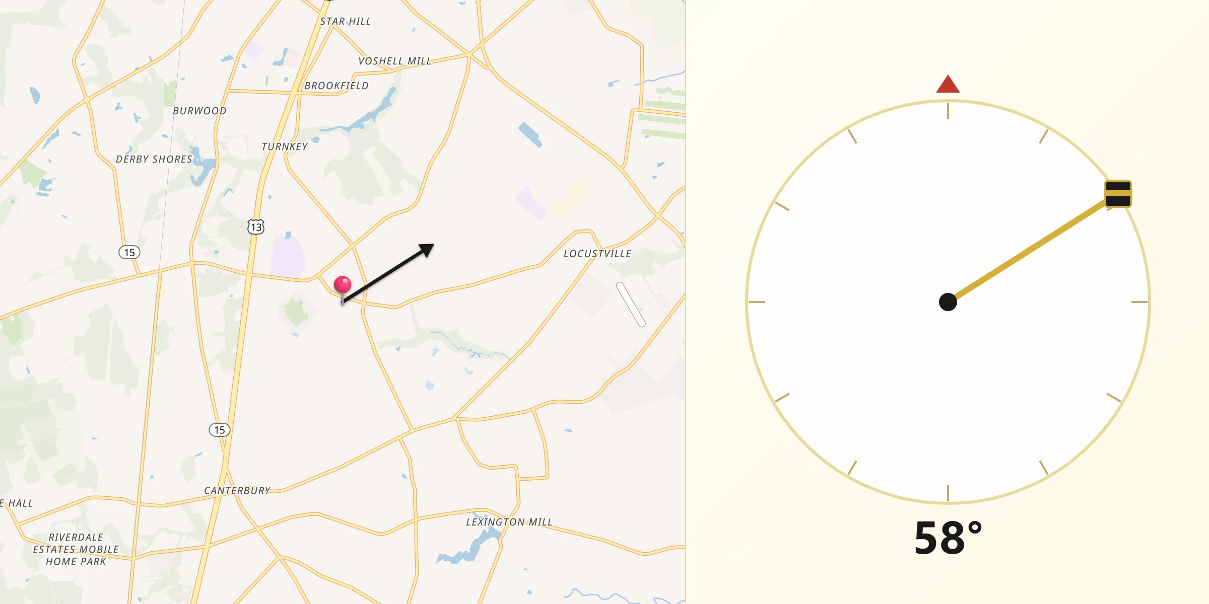 Qibla Direction from Woodside East