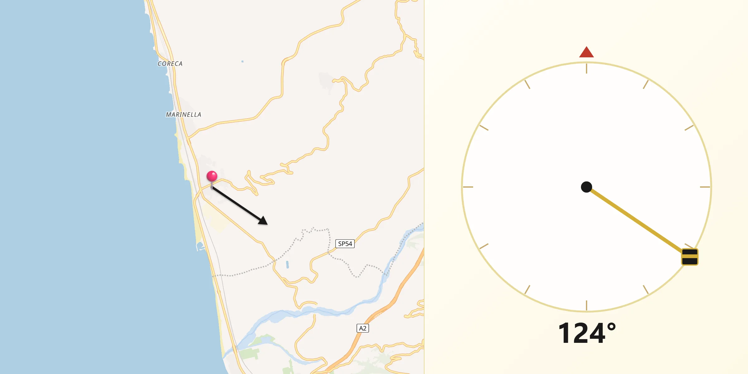 Direzione della Qibla da Campora San Giovanni