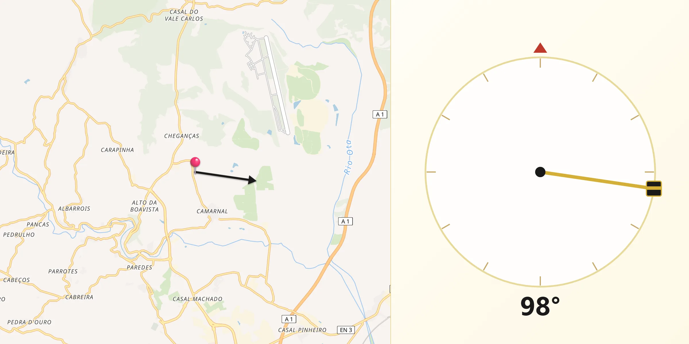 Direção da Qibla a partir de Triana
