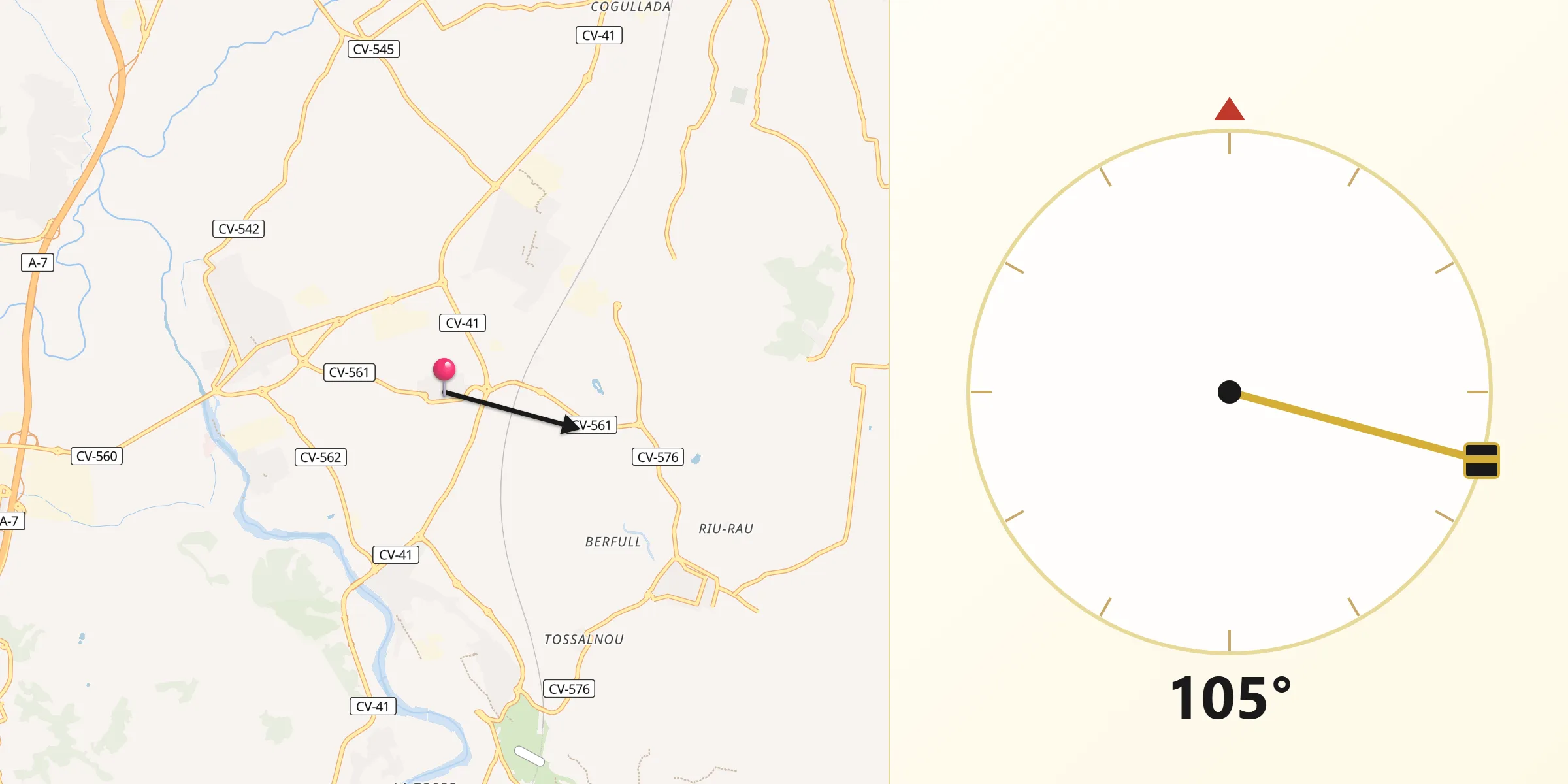 Dirección de la Qibla desde San Juan de Énova