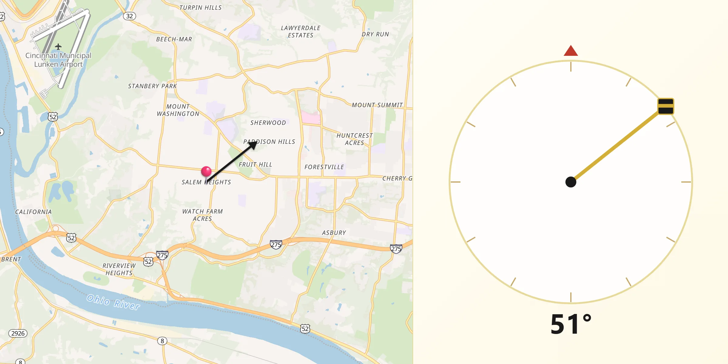 Qibla Direction from Salem Heights