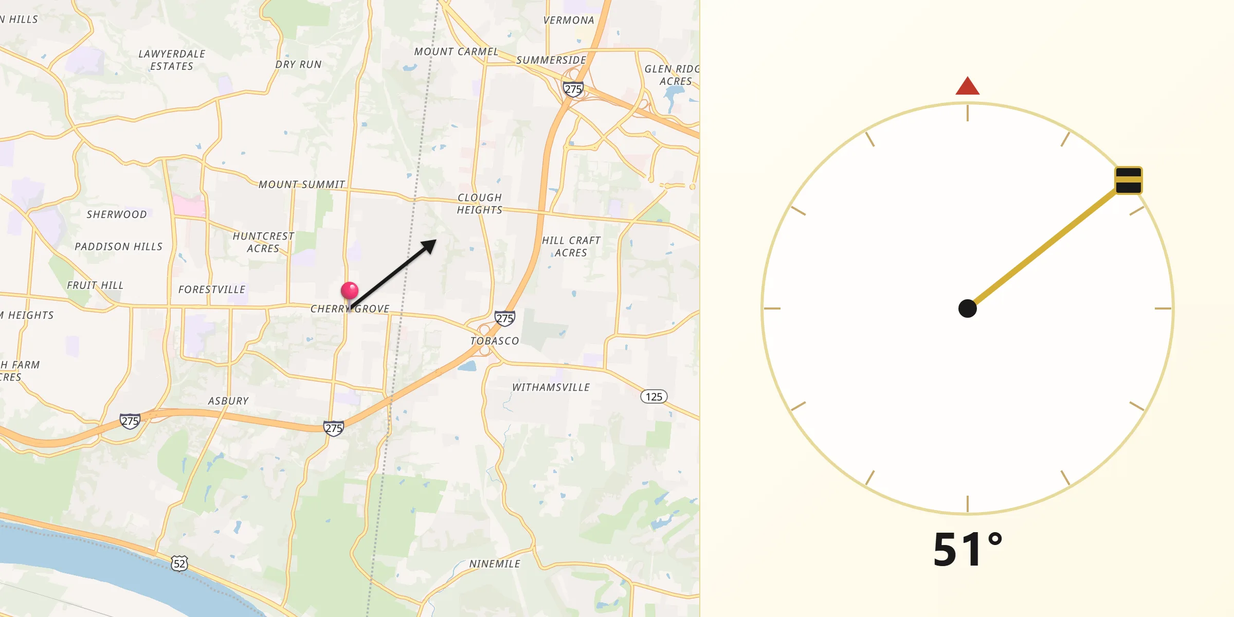 Qibla Direction from Cherry Grove