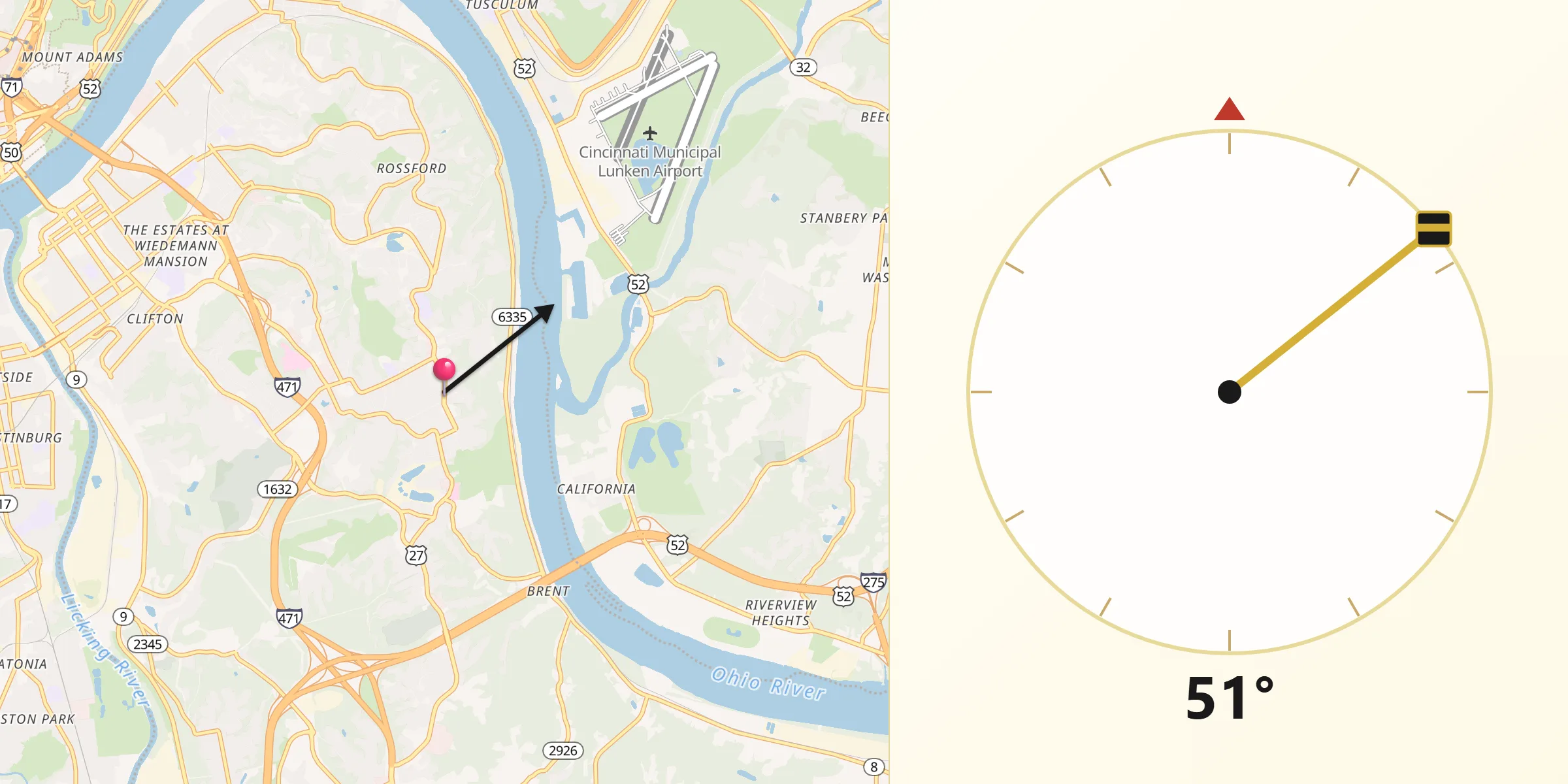 Qibla Direction from Fort Thomas