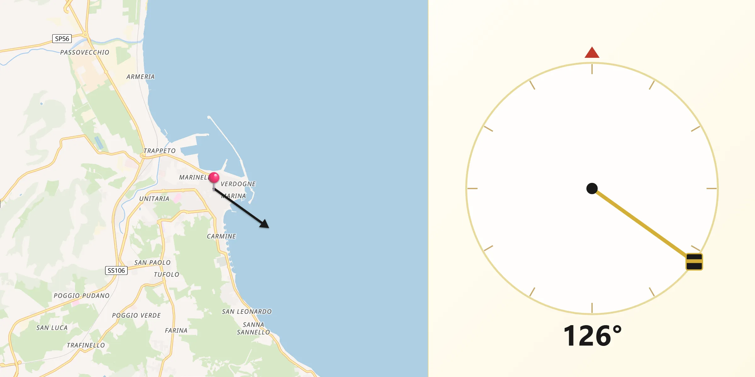 Direzione della Qibla da Crotone