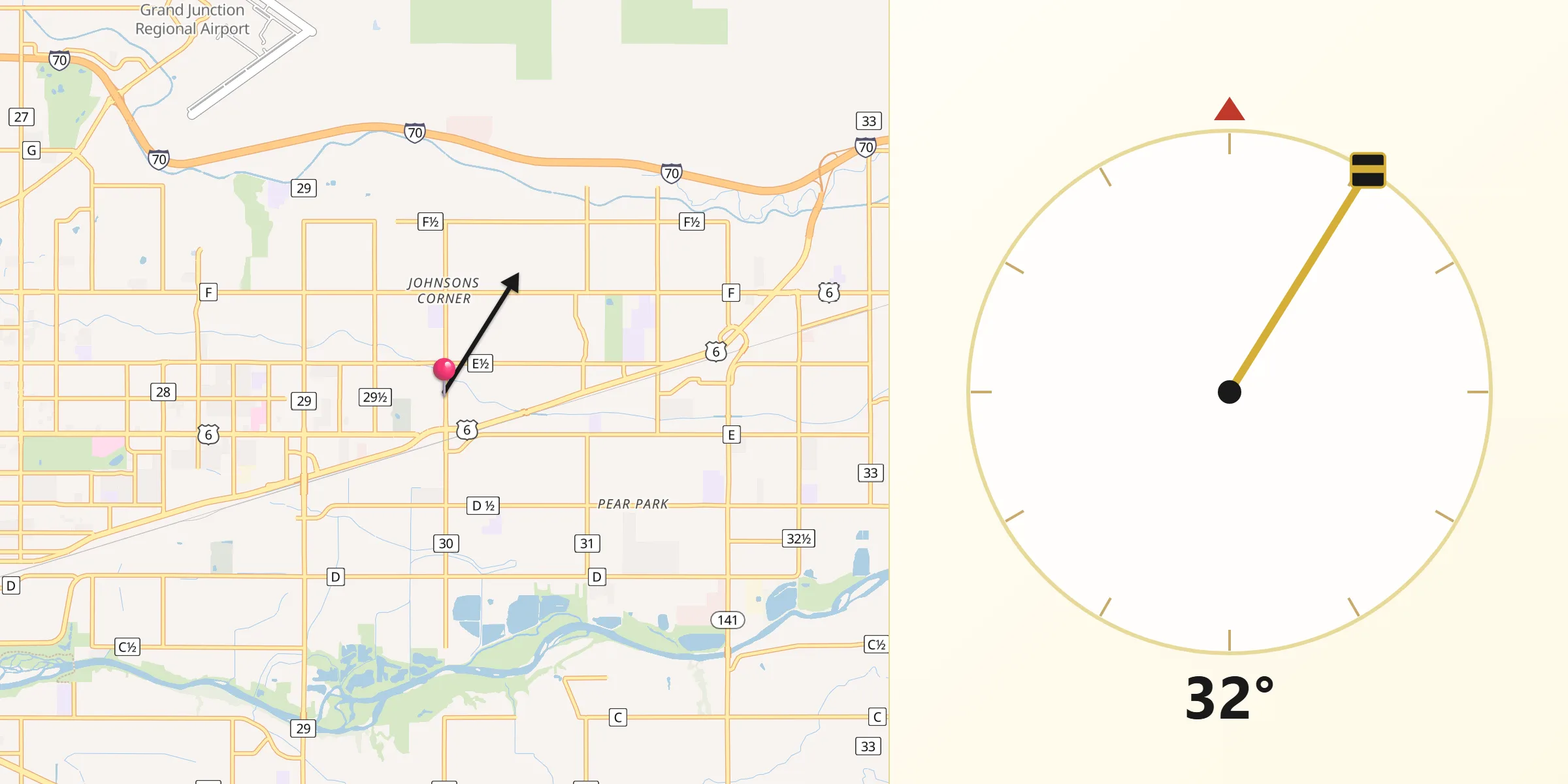 Qibla Direction from Fruitvale