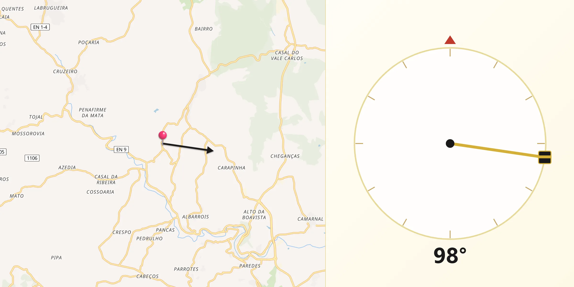 Direção da Qibla a partir de Meca