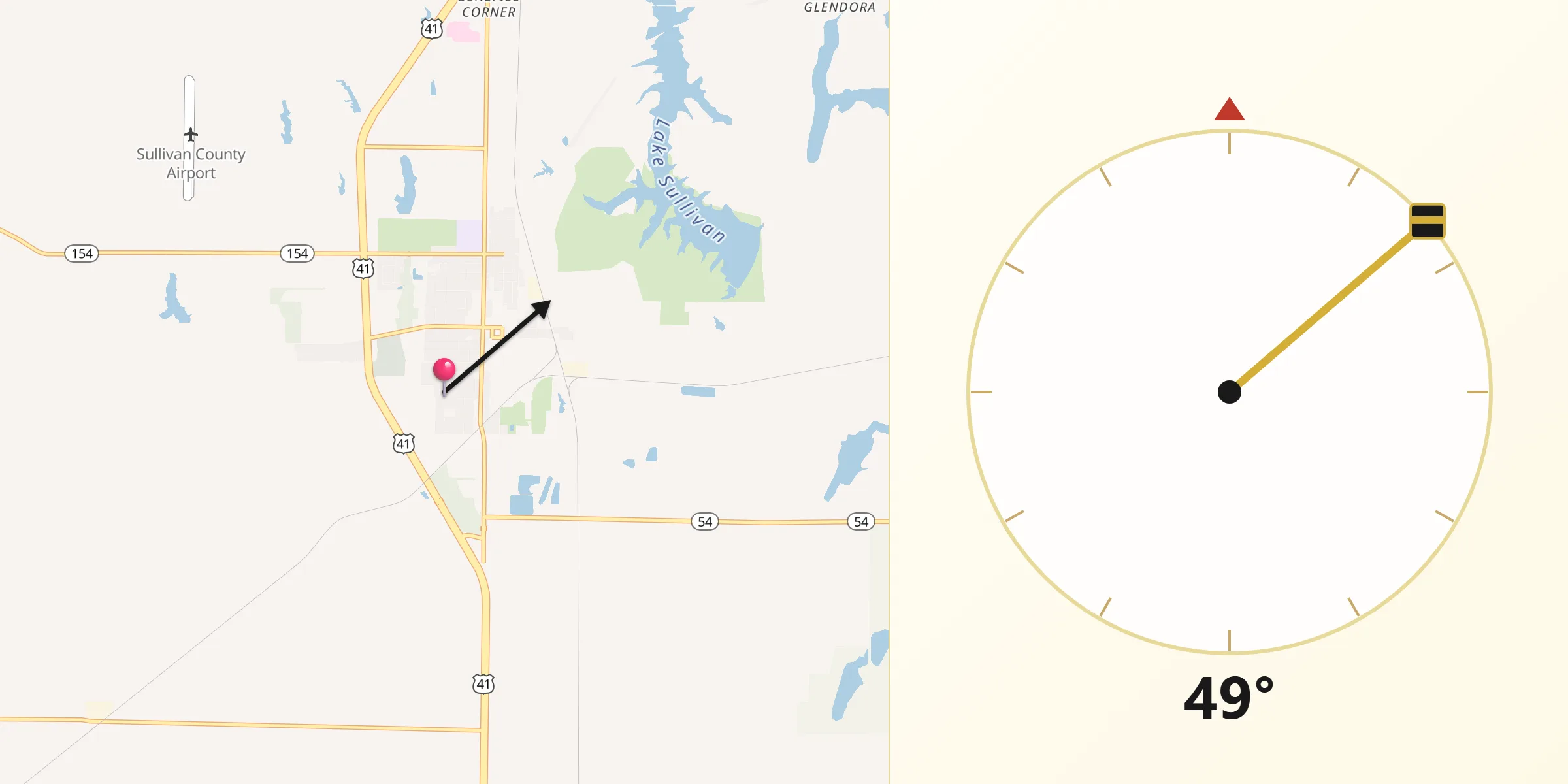 Qibla Direction from Sullivan County