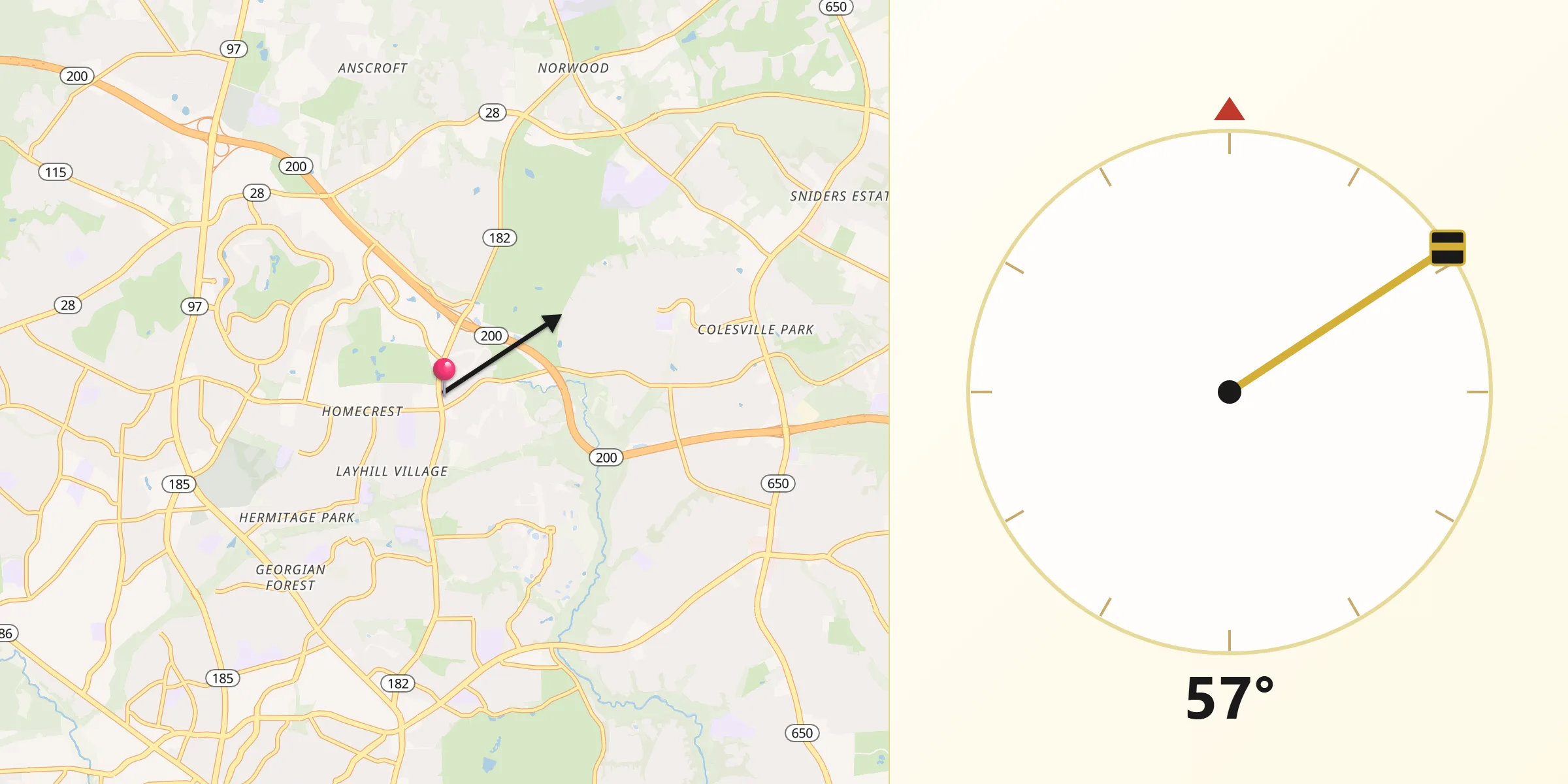 Qibla Direction from Layhill