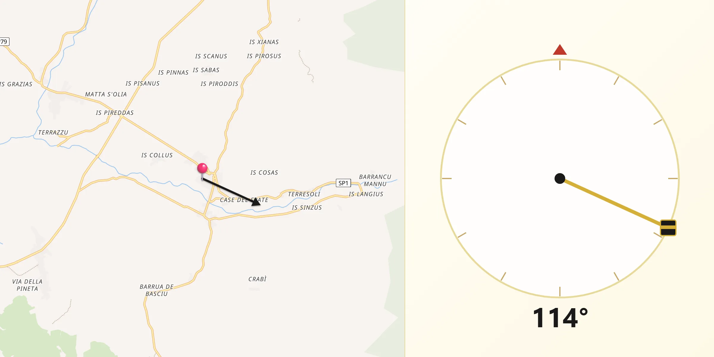 Direzione della Qibla da Santadi