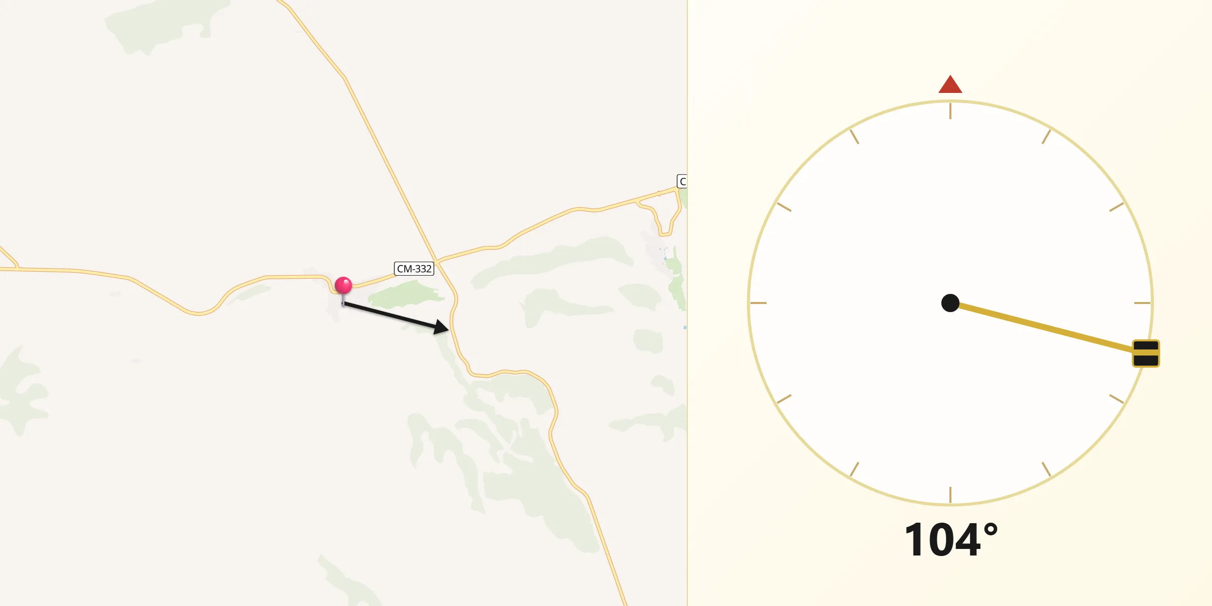 Dirección de la Qibla desde Alatoz