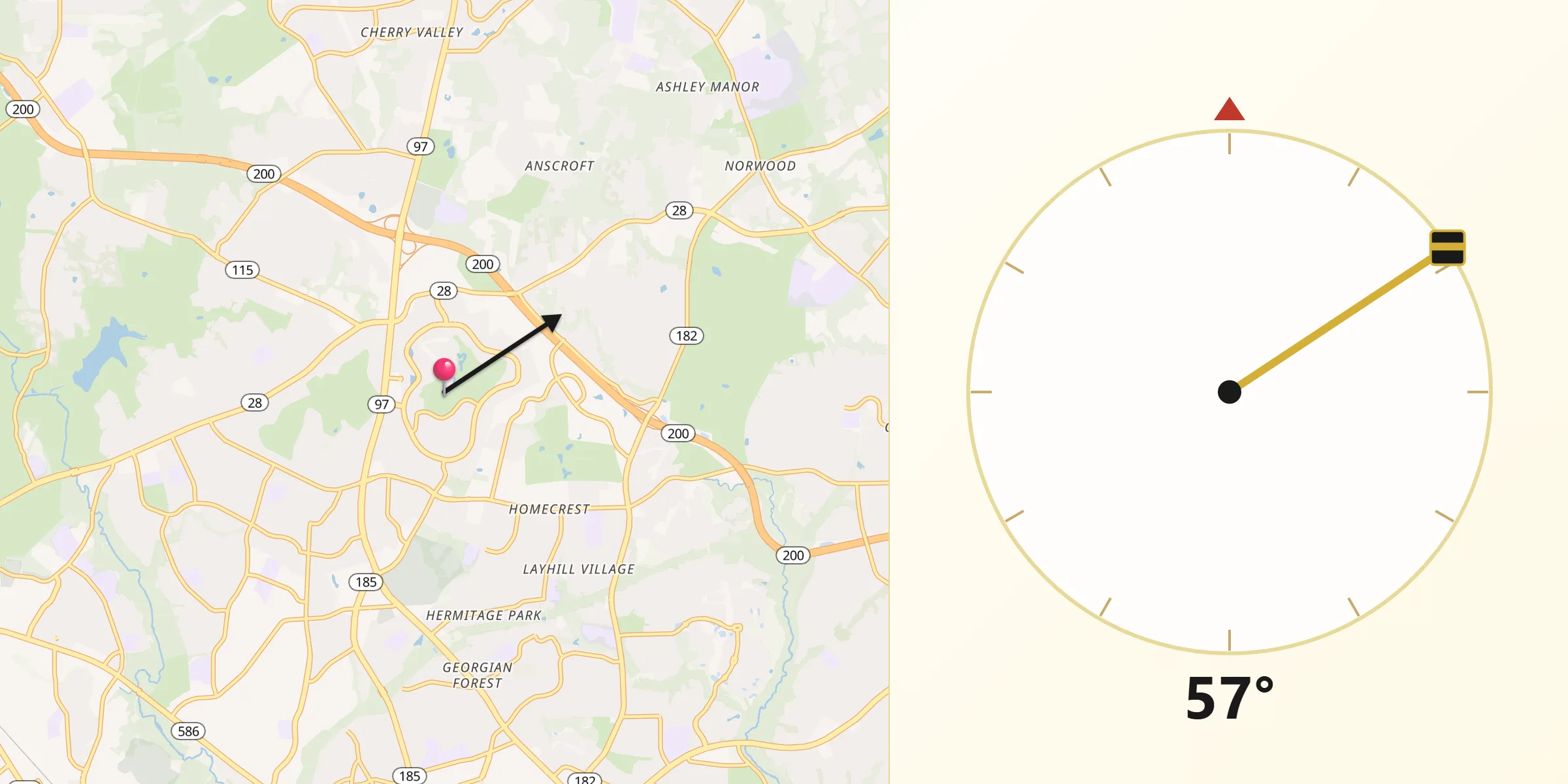 Qibla Direction from Leisure World