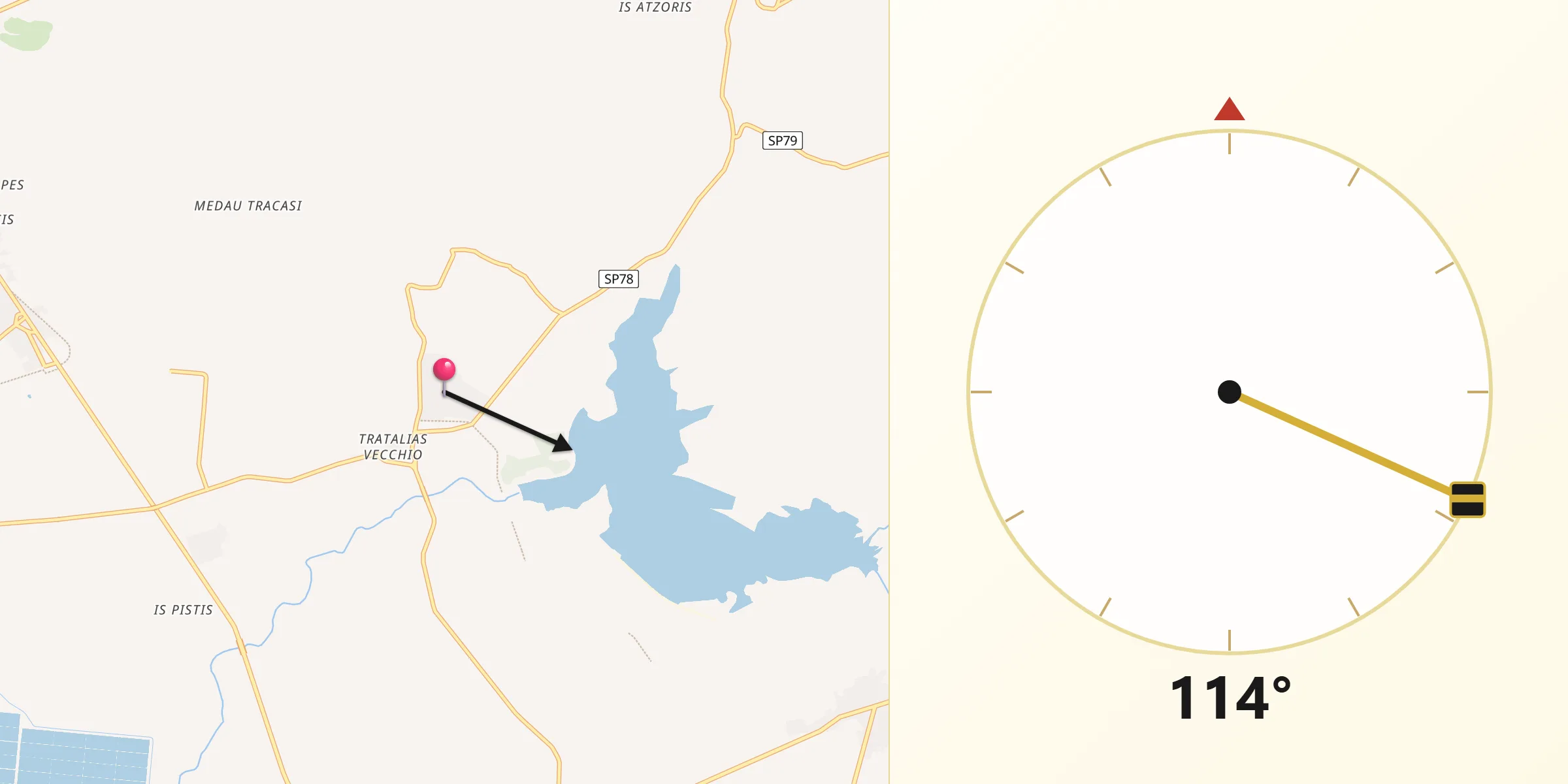 Direzione della Qibla da Tratalias