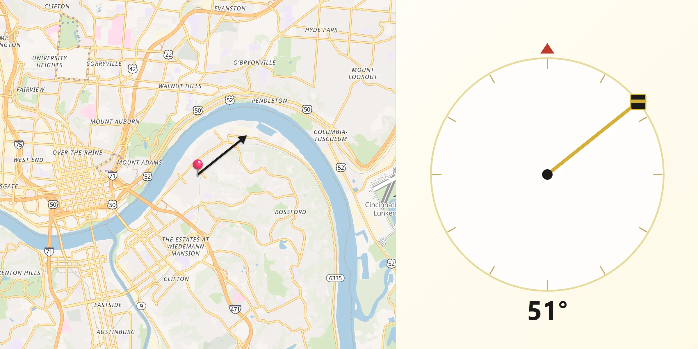 Dirección de la Qibla desde Bellevue