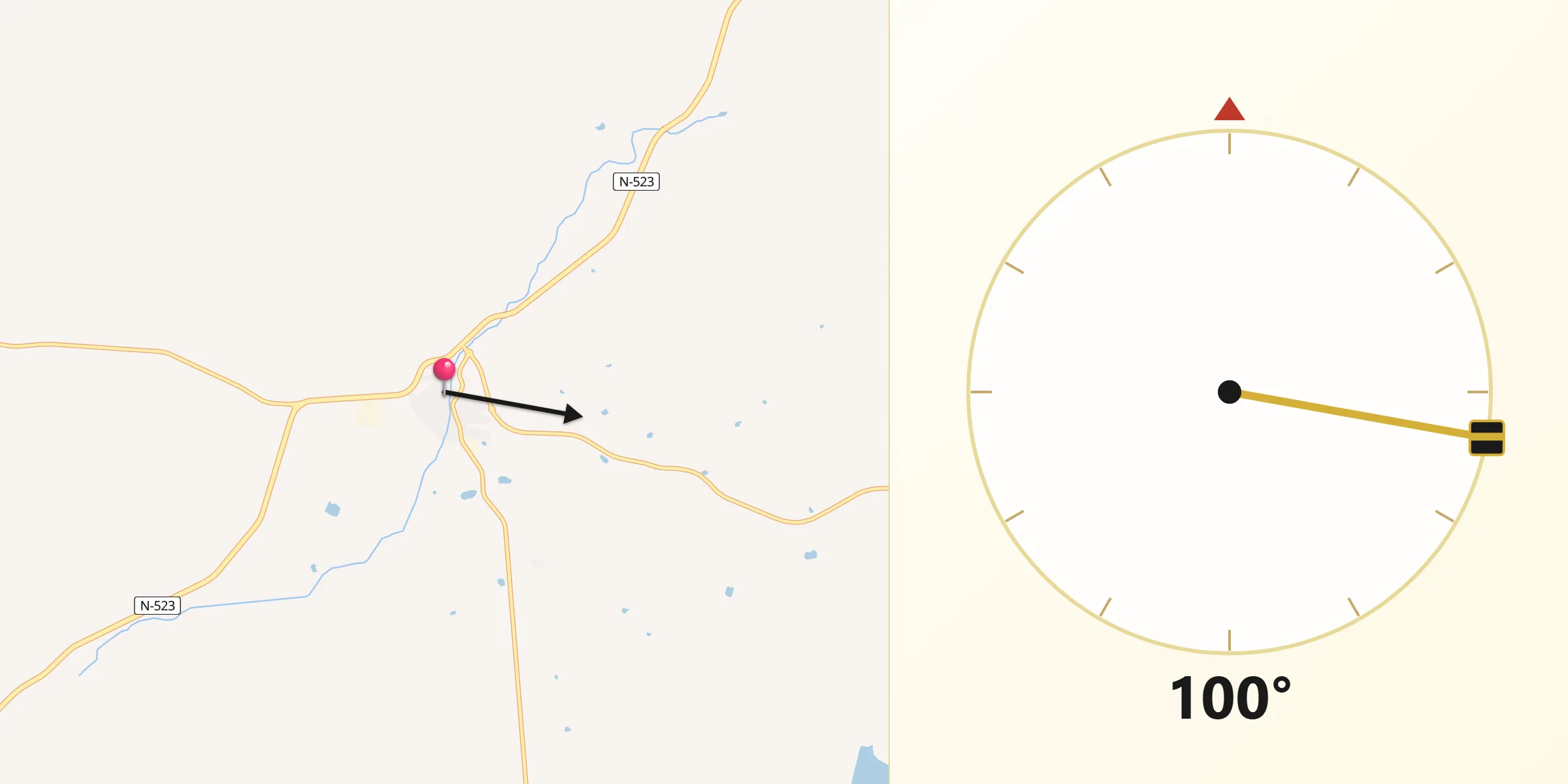 Dirección de la Qibla desde La Roca de la Sierra