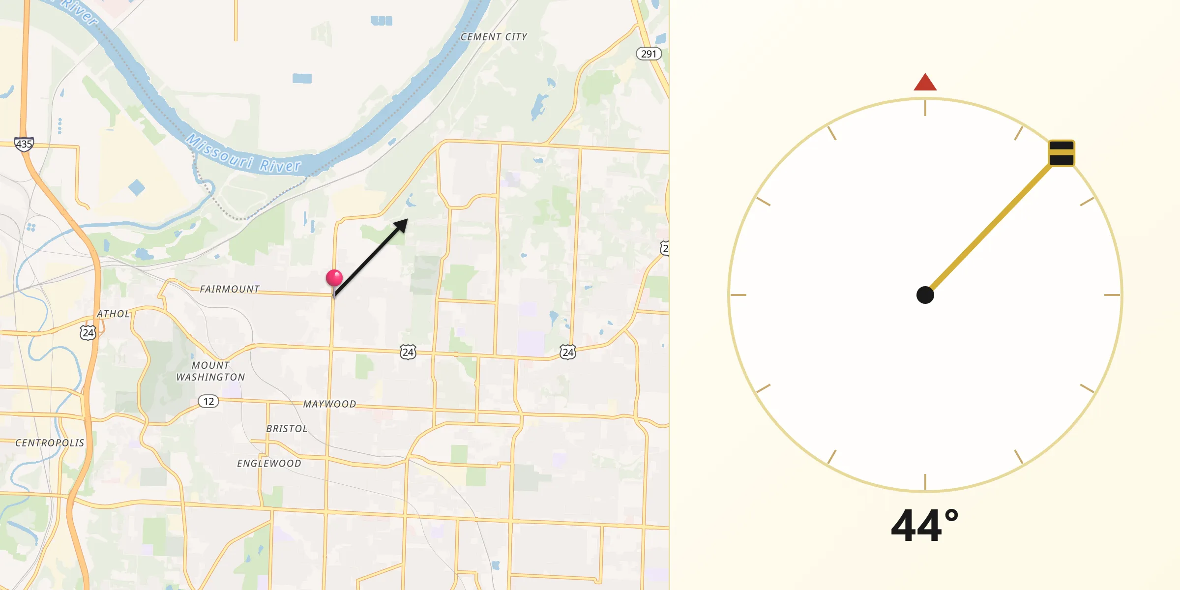 Qibla Direction from Sugar Creek