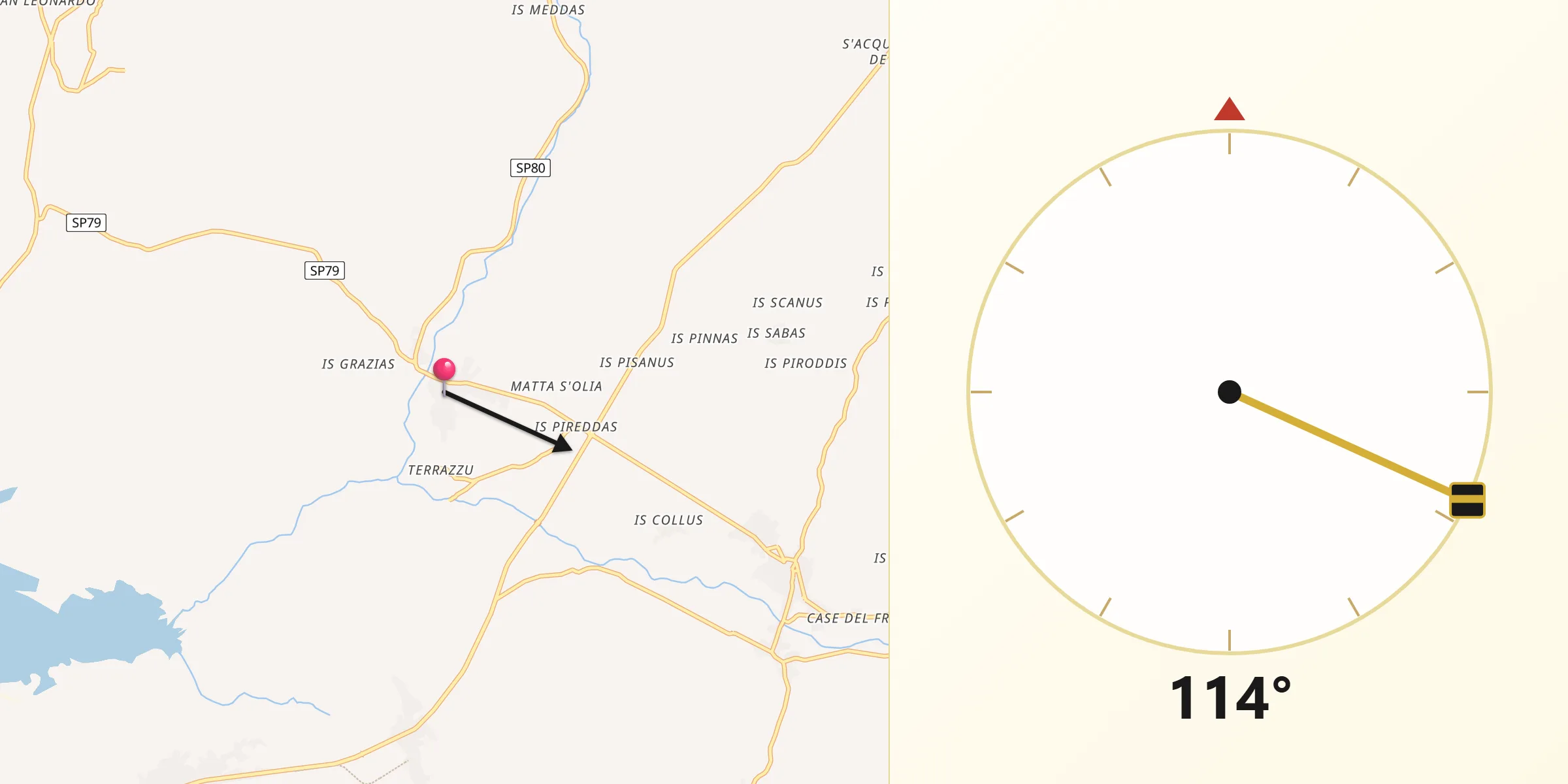 Direzione della Qibla da Villaperuccio