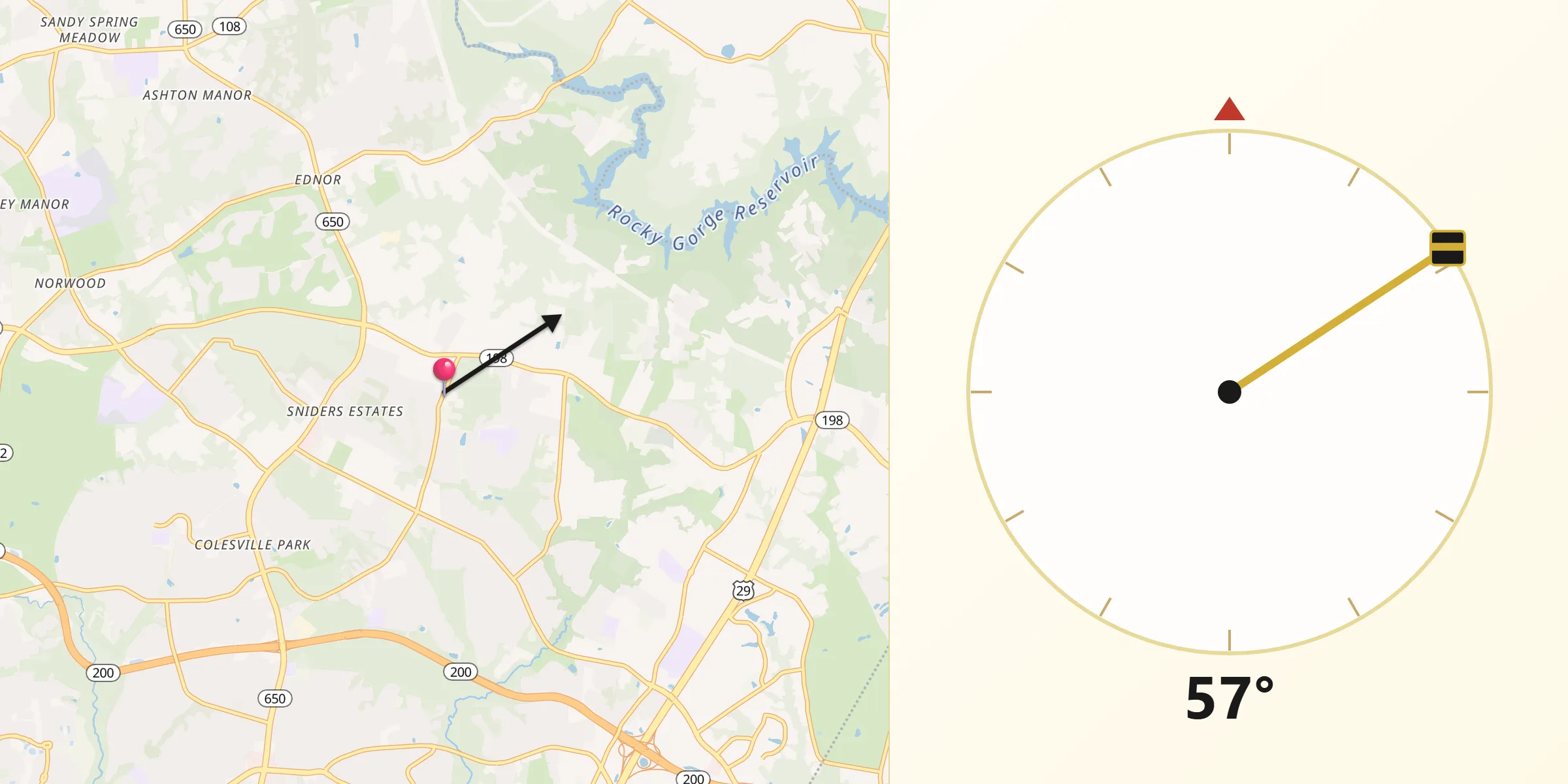 Qibla Direction from Spencerville