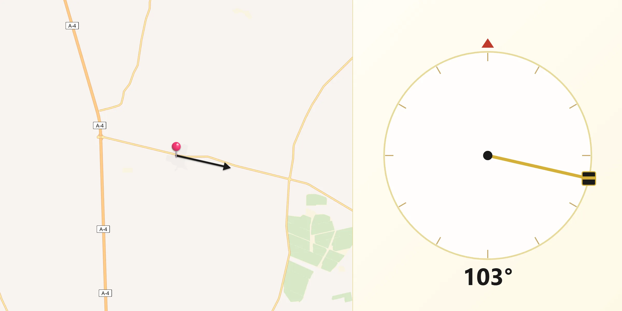 Dirección de la Qibla desde Llanos del Caudillo