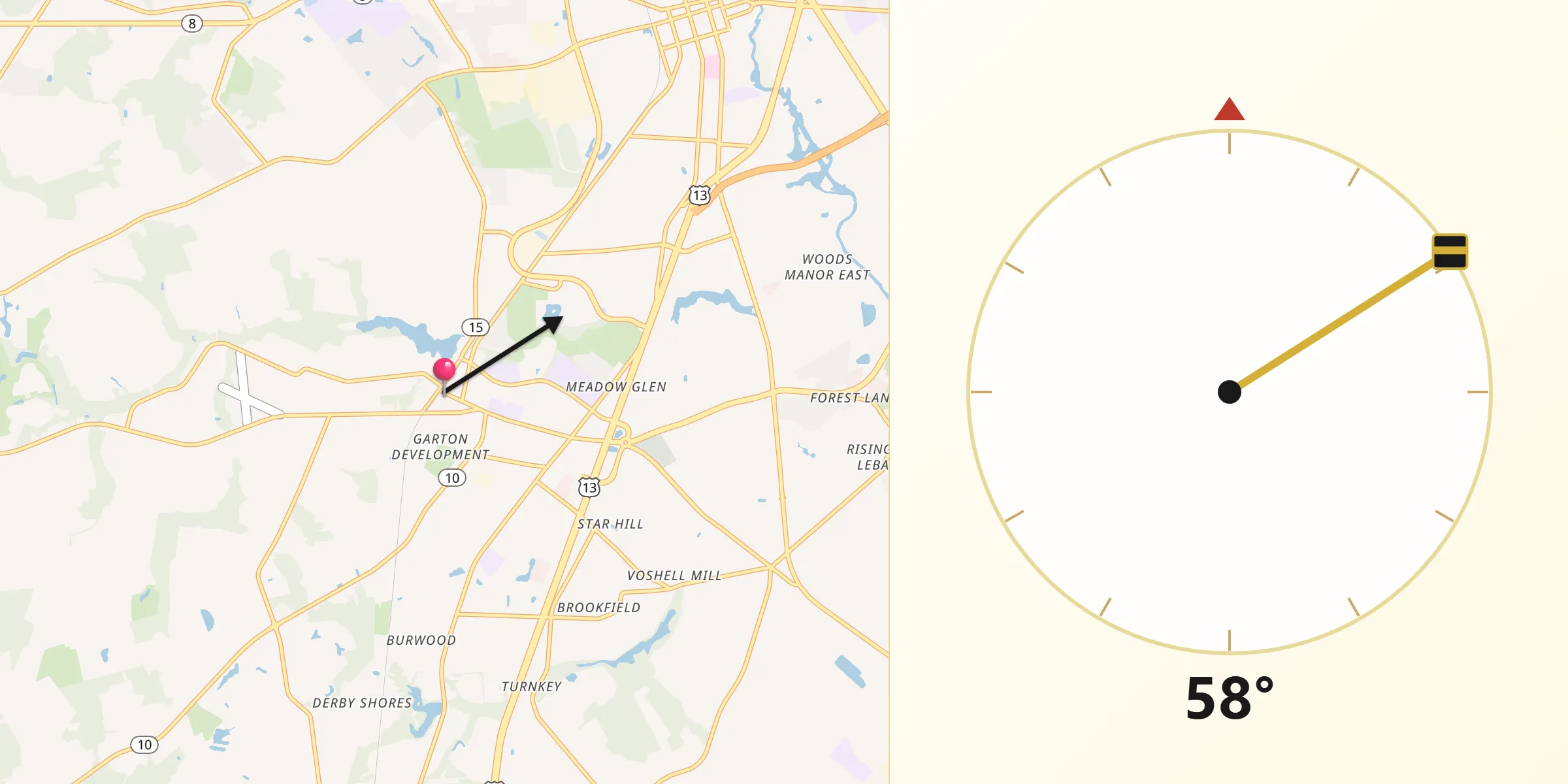 Qibla Direction from Wyoming