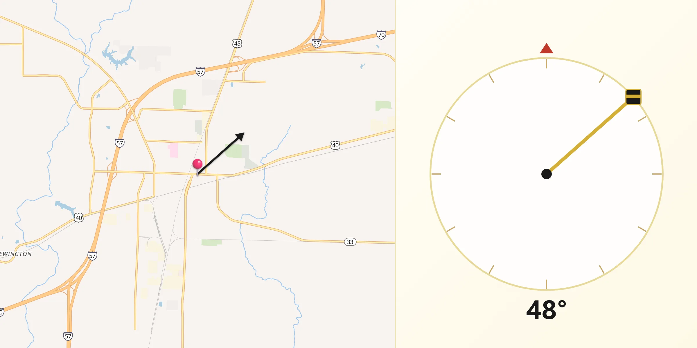 Qibla Direction from Effingham
