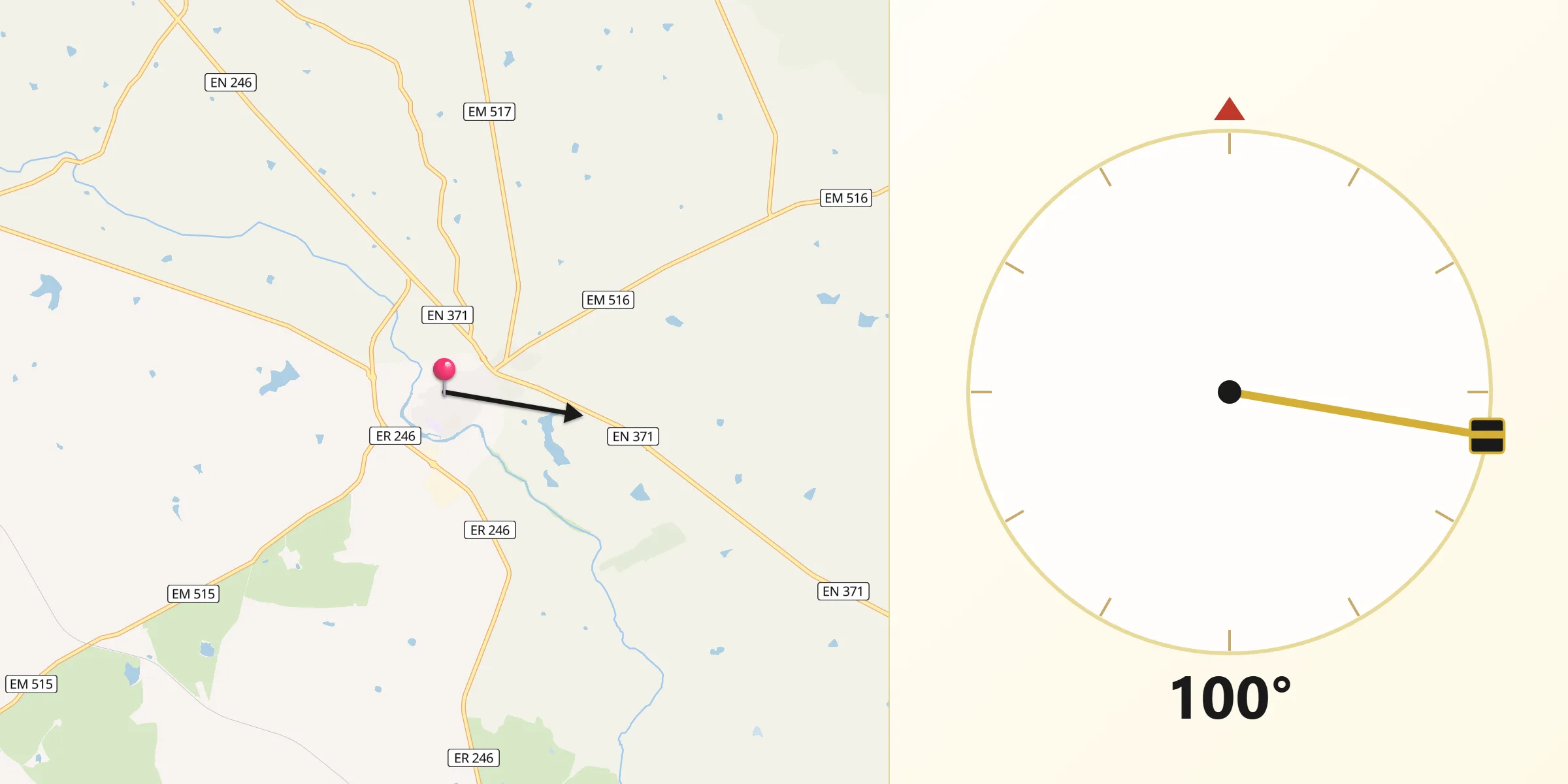 Direção da Qibla a partir de Arronches