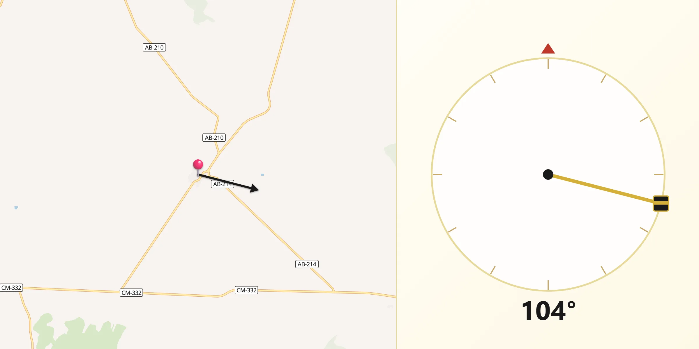 Dirección de la Qibla desde Villavaliente