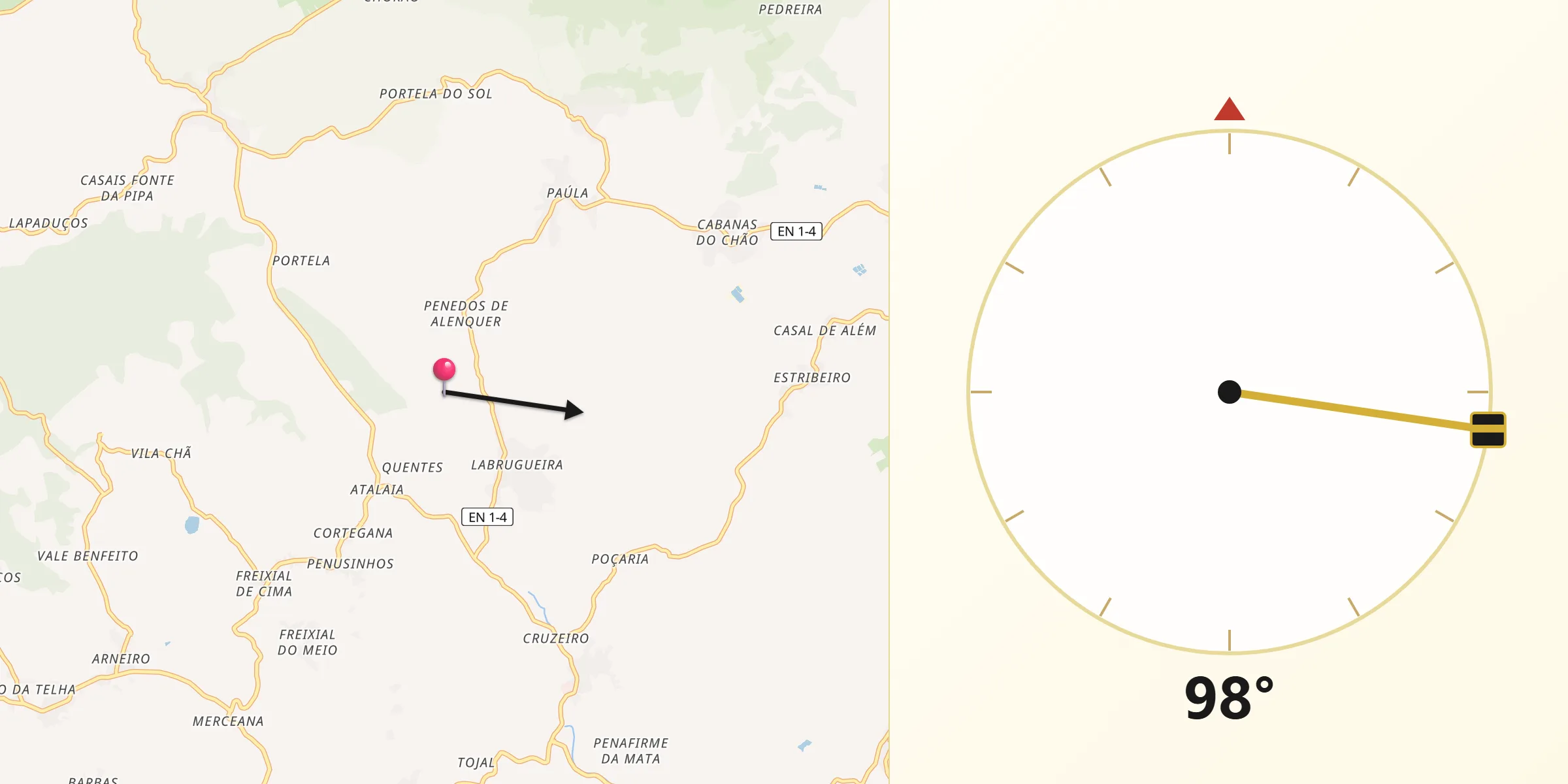 Direção da Qibla a partir de Ventosa