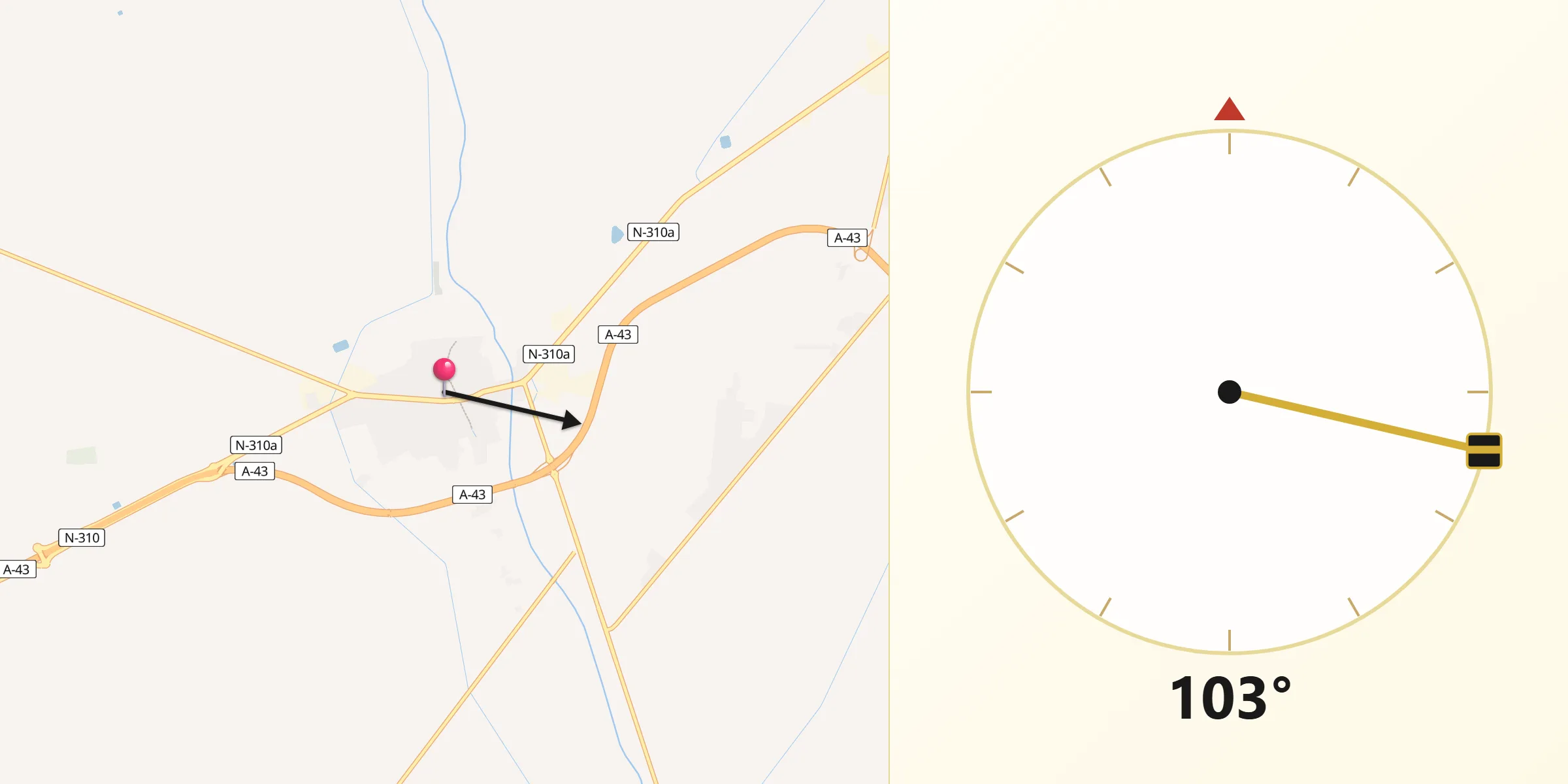 Dirección de la Qibla desde Argamasilla de Alba