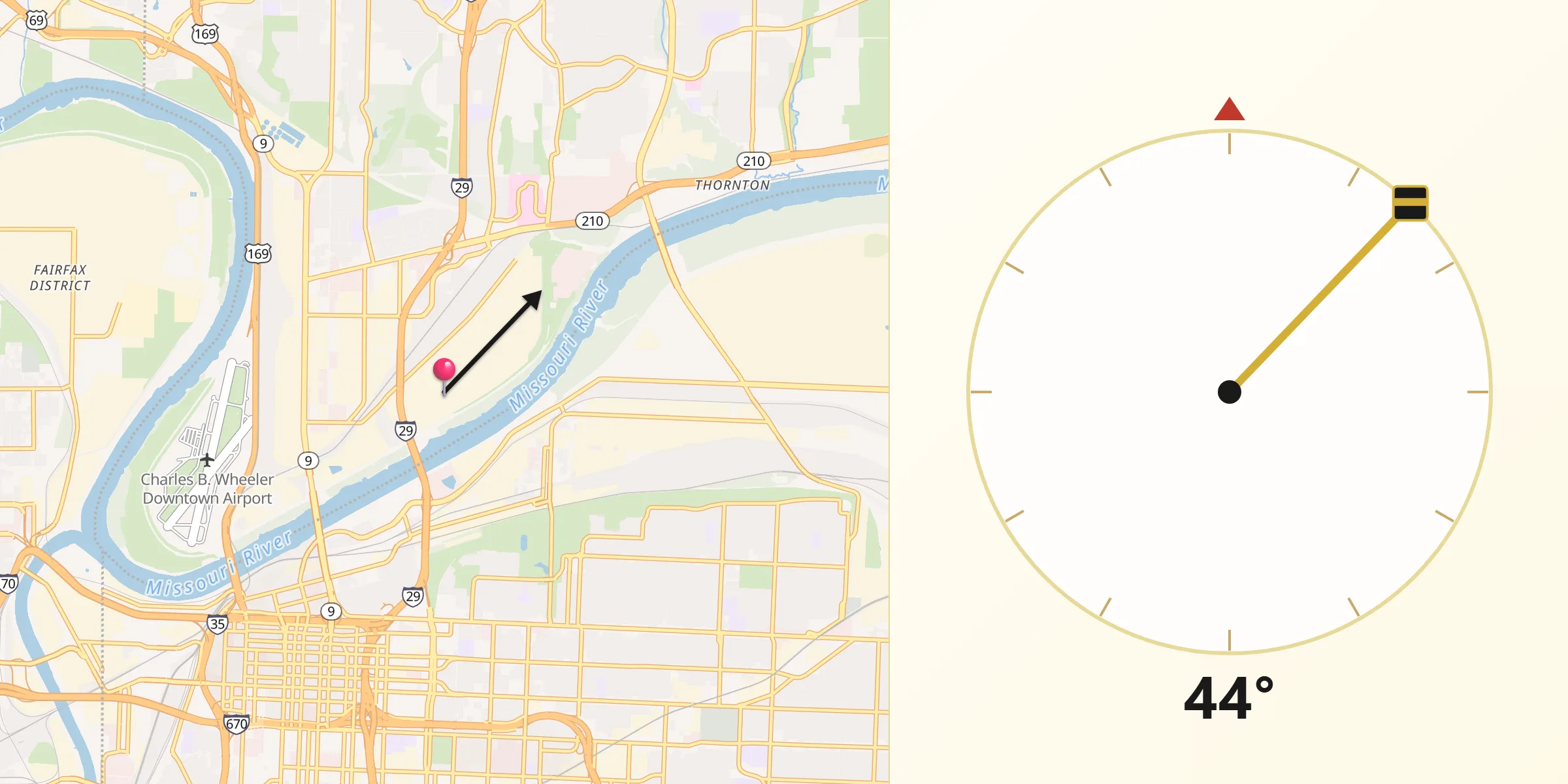 Qibla Direction from North Kansas City
