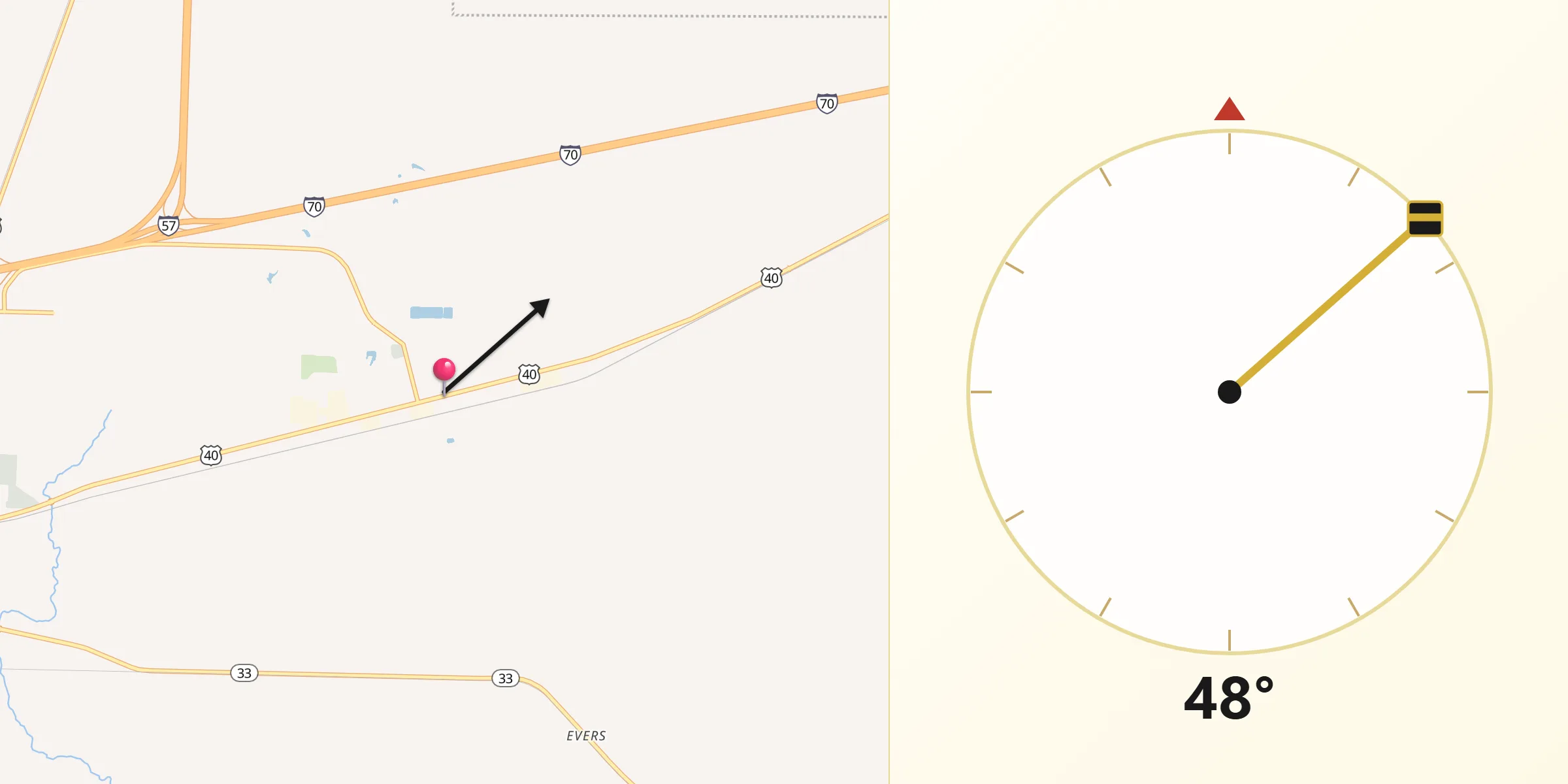 Qibla Direction from Teutopolis